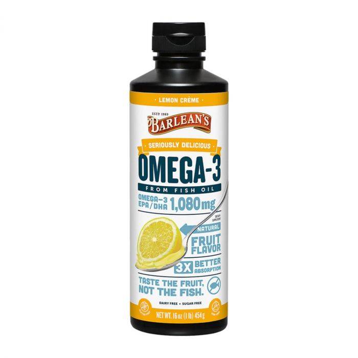 Omega 3 Lemon Creme - 16oz Bottle | Premium Fish Oil Supplement with Lemon Flavor for Heart & Brain Health | Perfect for Smoothies, Yogurt & Healthy Recipes
