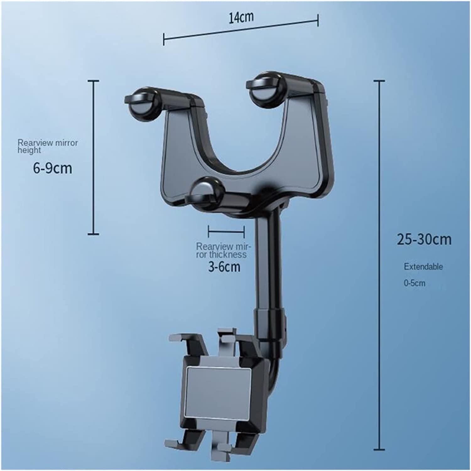 Elemenix 360° Rotatable & Retractable Car Phone Mount Holder - Adjustable GPS Phone Stand for Dashboard & Rearview Mirror | Perfect for Hands-Free Navigation, Driving Safety & Road Trips