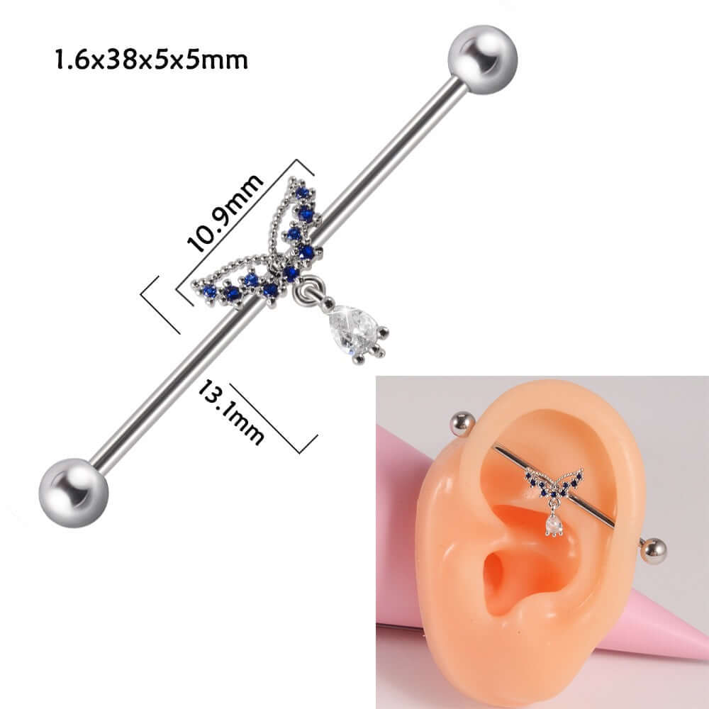 14g Silver Scorpio Insect Industrial Barbell Body Jewelry - Belly Button & Nose Piercing Bar | Perfect for Gothic, Punk & Alternative Fashion Styles