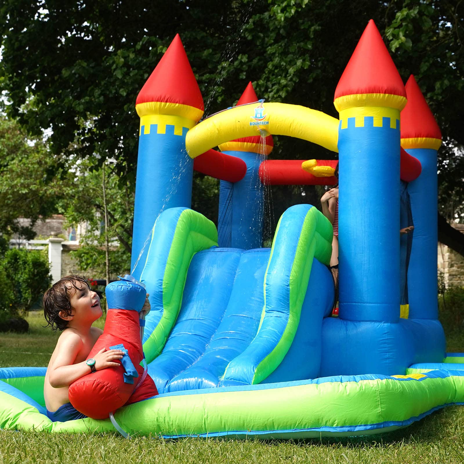 **BOUNTECH Inflatable Water Slide for Kids - Bounce House with Ball Pit, Splash Pool & Wet/Dry Play - Outdoor Backyard Party Fun for Boys & Girls - Perfect for Birthday Gifts, Summer Play & Family Gatherings**