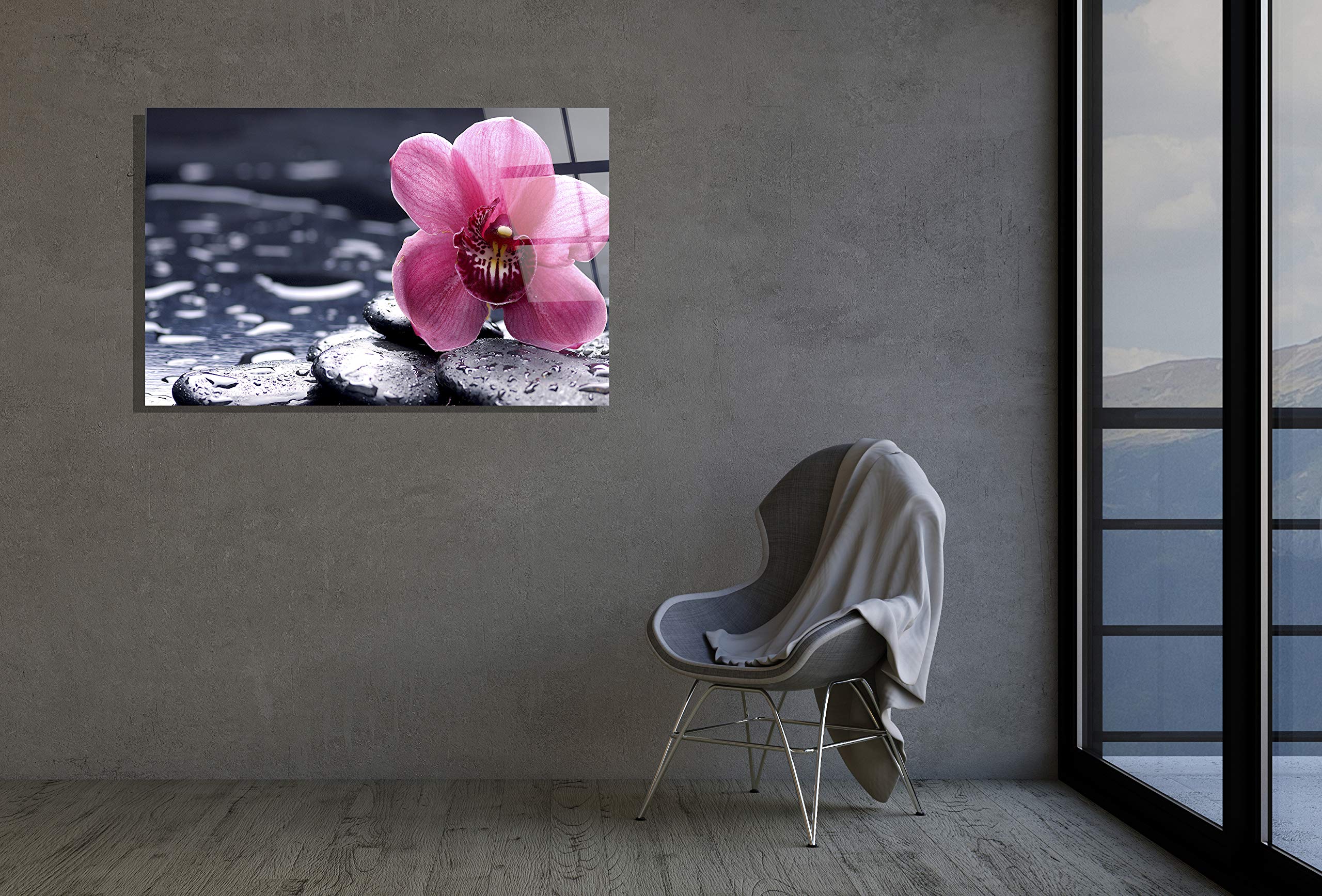 Pink Flower Nature Decor Print Tempered Glass Wall Art - Elegant Home & Office Decoration, Perfect Gift for Housewarming, Wedding, Birthday
