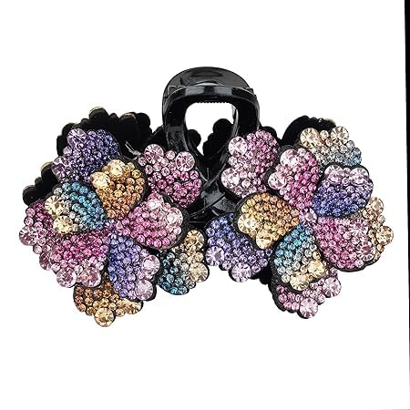 RUBELA Rhinestone Hair Claw Clip - Crystal Hair Clips for Women, Sparkling Multicolor Hair Accessories for Party, Wedding & Special Occasions