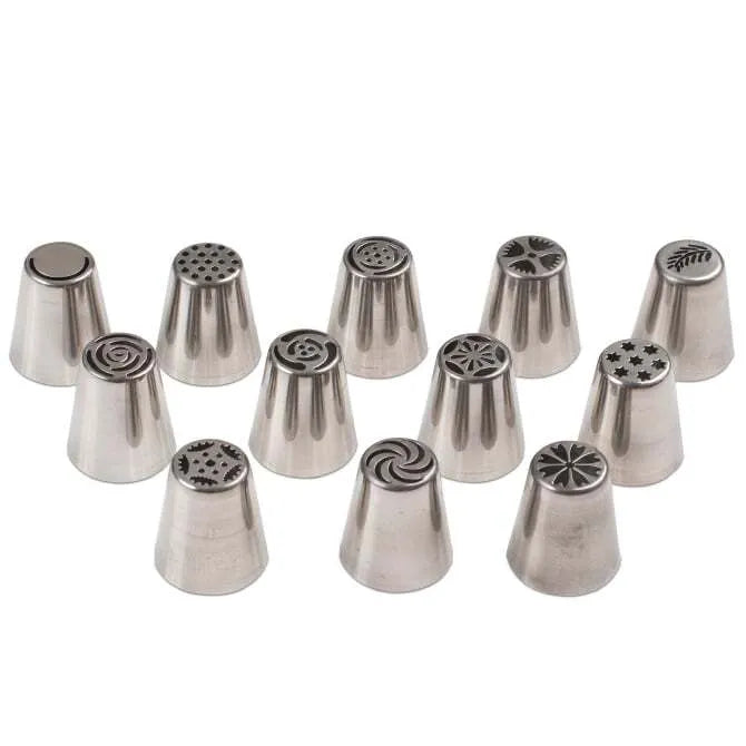12-Piece Floral Piping Tip Set for Cake Decorating - Perfect for Buttercream Flowers, Cupcakes, and Wedding Cakes