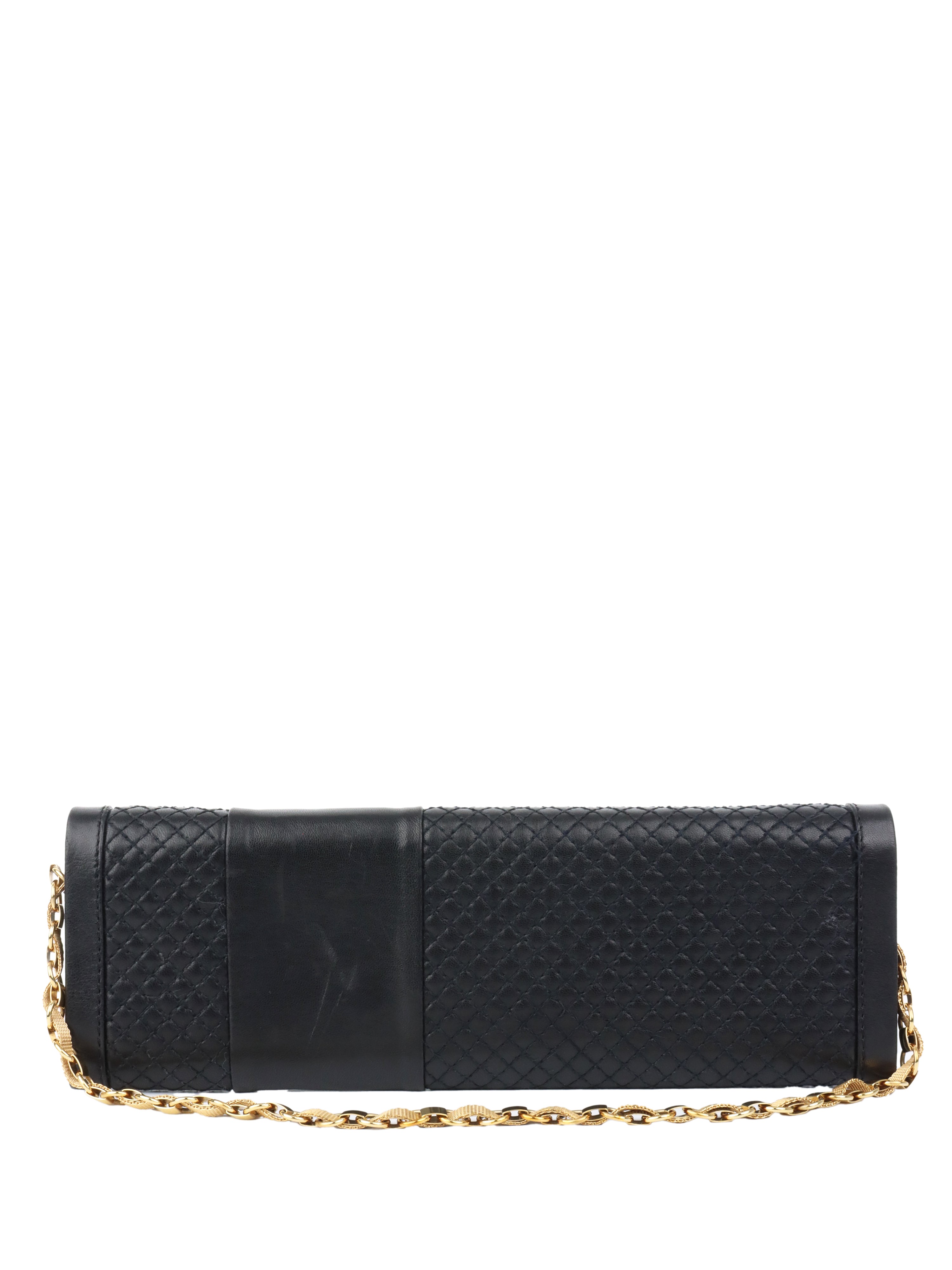 Versace Black Leather Slim Clutch Purse for Women - Elegant Evening Bag for Parties, Weddings & Special Occasions