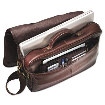 Samsonite Leather Flapover Briefcase - 16 x 6 x 13 Inches, Genuine Brown Leather Business Bag for Men & Women - Perfect for Office, Travel & Professional Work