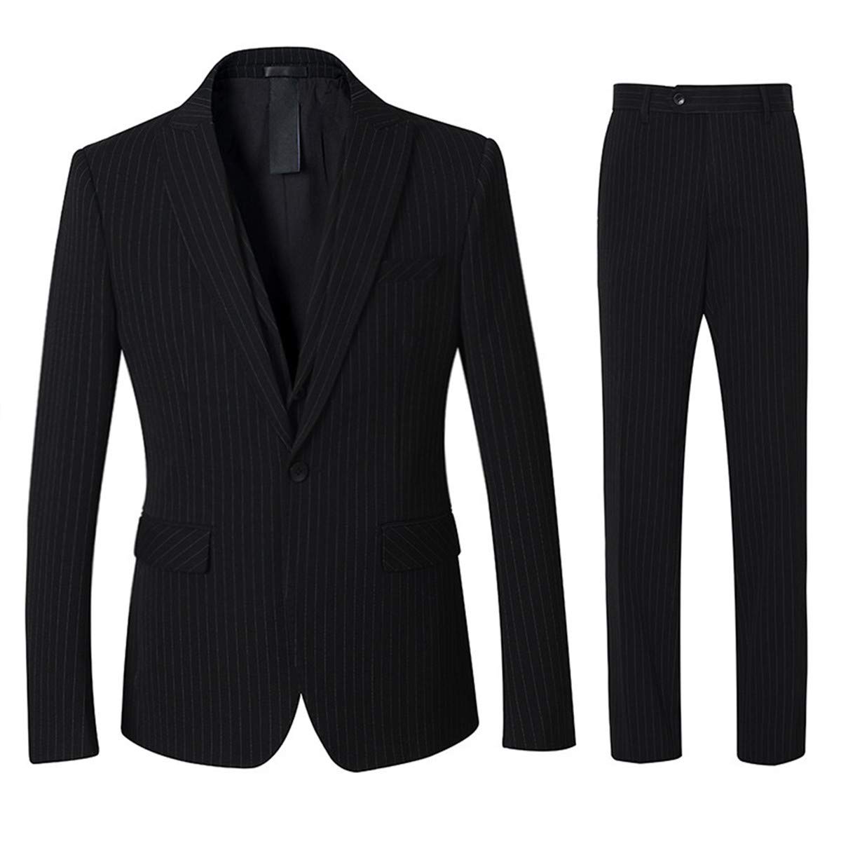 Men's 3-Piece Slim Fit Wool Black Pinstripe Suit Set with Blazer, Vest & Pants | Formal Wedding, Business, Party & Special Occasion Attire