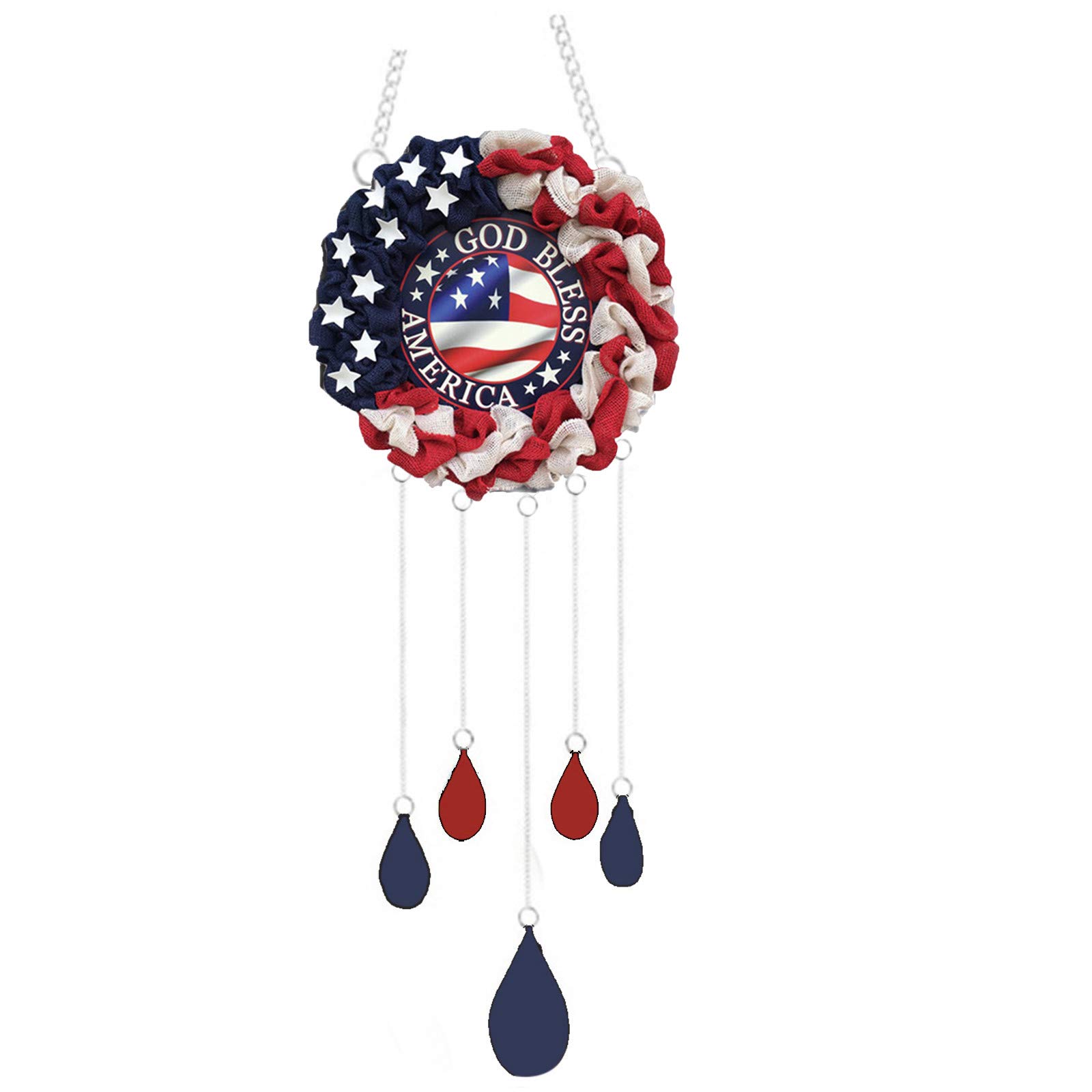 Patriotic Wind Chime Decor - American Flag Themed Hanging Pendant for 4th of July, Memorial Day - Perfect for Living Room, Bedroom, Porch & Outdoor Decorations - Creates Soothing Wind Sounds for Relaxation