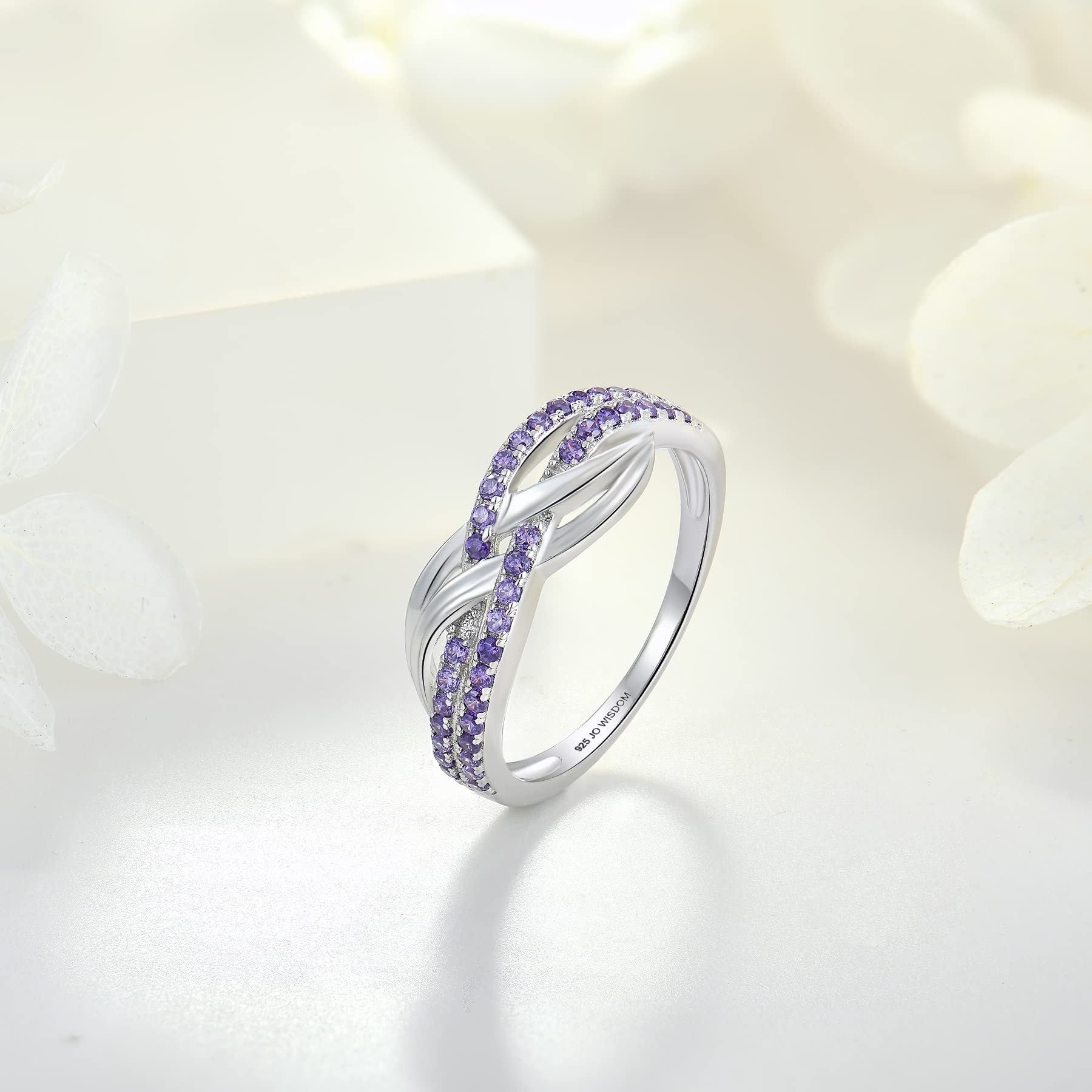 JO WISDOM Women's Celtic Knot Rings - Criss-Cross X Shape Promise Rings in 925 Sterling Silver with Cubic Zirconia | Elegant Jewelry for Weddings, Anniversaries & Gifts