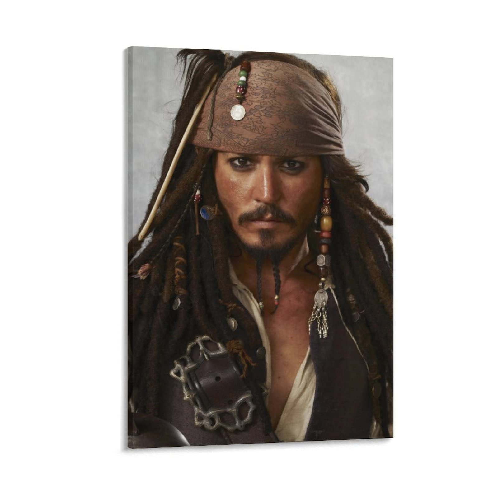 Johnny Depp Pirates of The Caribbean Movie Poster - 12x18 Inch (30x45cm) Wall Art Canvas Print for Home Decor, Office & Gifts - Vintage Aesthetic Room Decor for Fans & Collectors