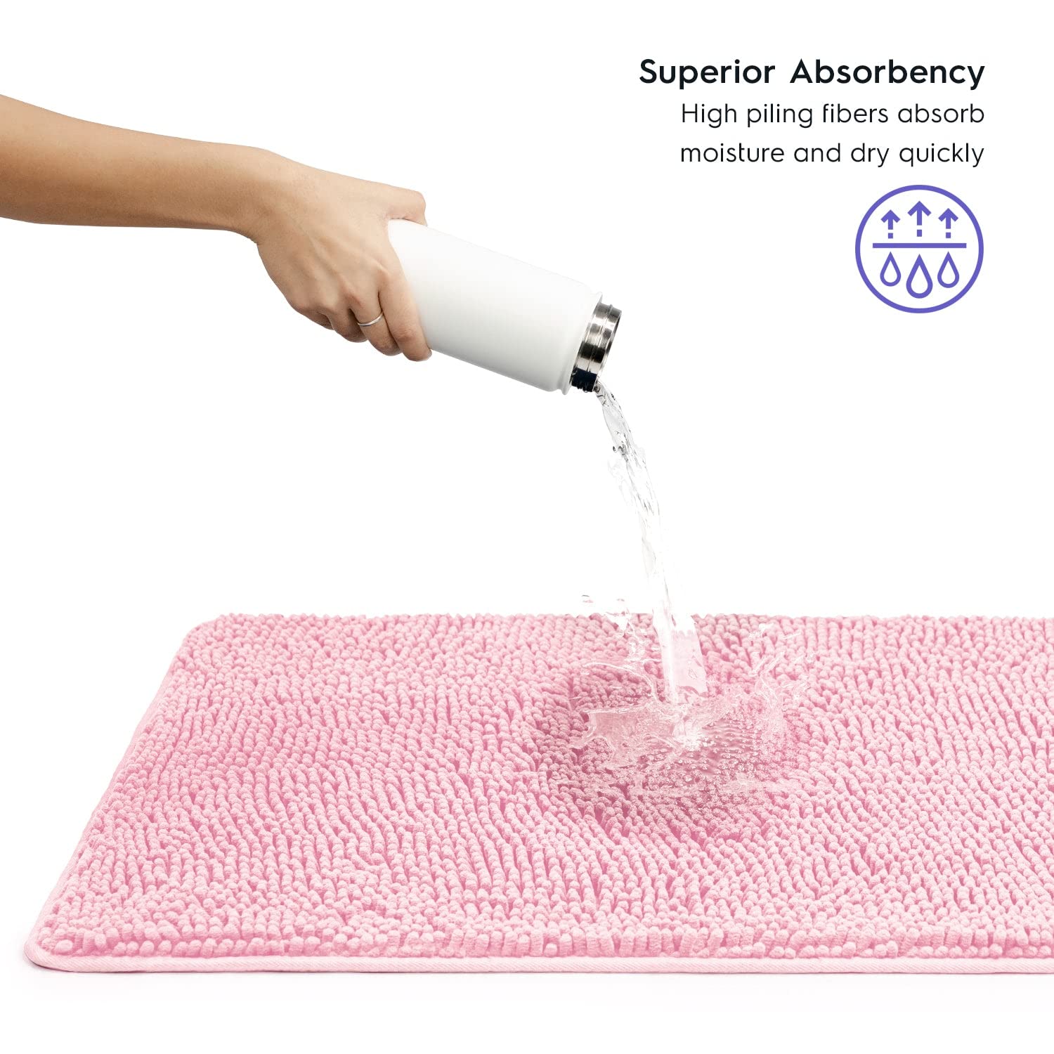 **Tafts Extra-Thick Memory Foam Bath Mat – Ultra-Soft Chenille Microfiber, Highly Absorbent & Non-Slip Bathroom Rug – Machine Washable, Shaggy Design (21