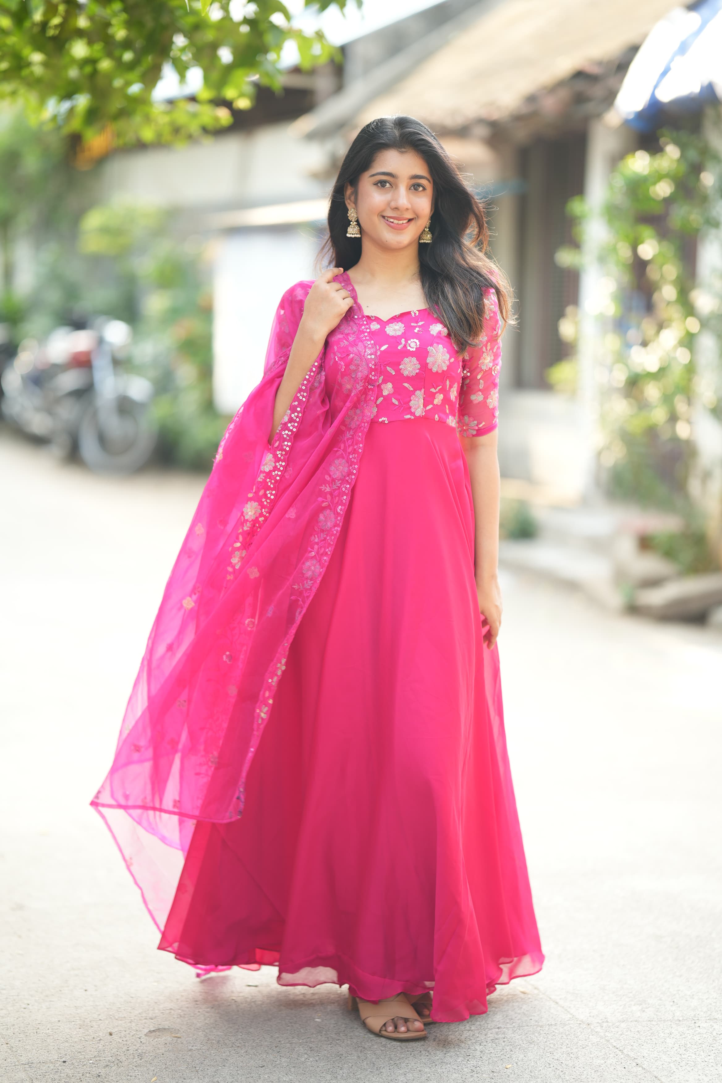 DD609 Premium Designer Organza Anarkali Dress for Women - Elegant Party Wear & Wedding Guest Outfit - Perfect for Festive Occasions, Bridal Showers & Special Events