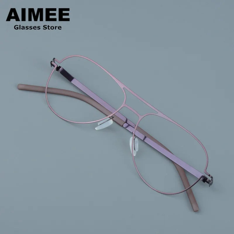 Aimee Unisex Full Rim Oval Double Bridge Steel Eyeglasses 14052 - Stylish & Durable Eyewear for Men & Women - Perfect for Work, Reading & Everyday Fashion