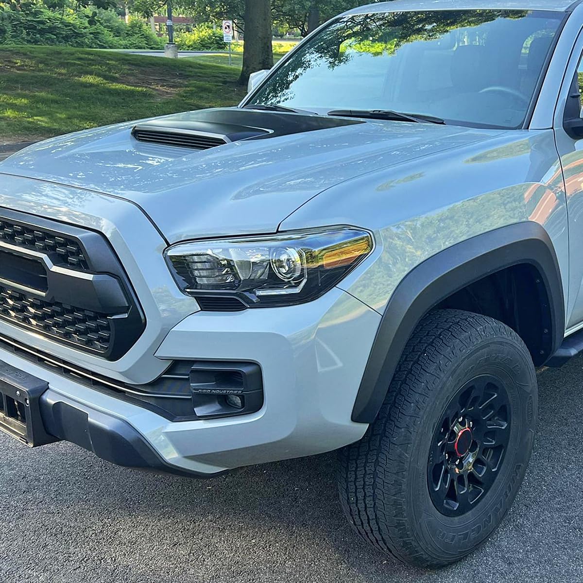 Spec-D Tuning Black Projector Headlights with LED Strip - Compatible with 2016-2022 Toyota Tacoma (LED DRL) - Left & Right Pair Headlamp Assembly - Upgrade for Off-Road & Night Driving