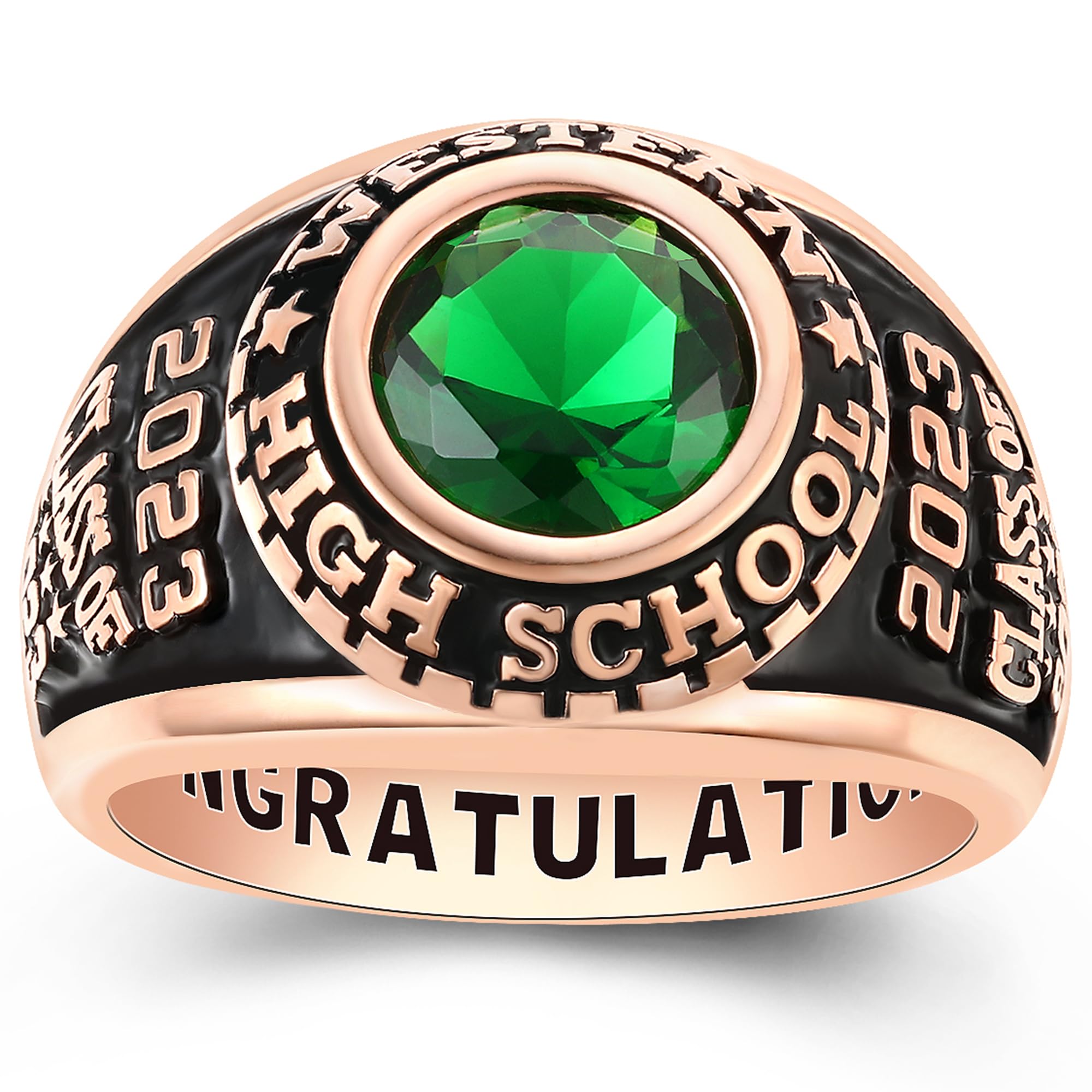 Custom Personalized Class Rings for Men & Women - Gold Plated & Sterling Silver High School & College Rings - Size 5-15 - Perfect for Graduation Gifts, Alumni Pride & Special Occasions