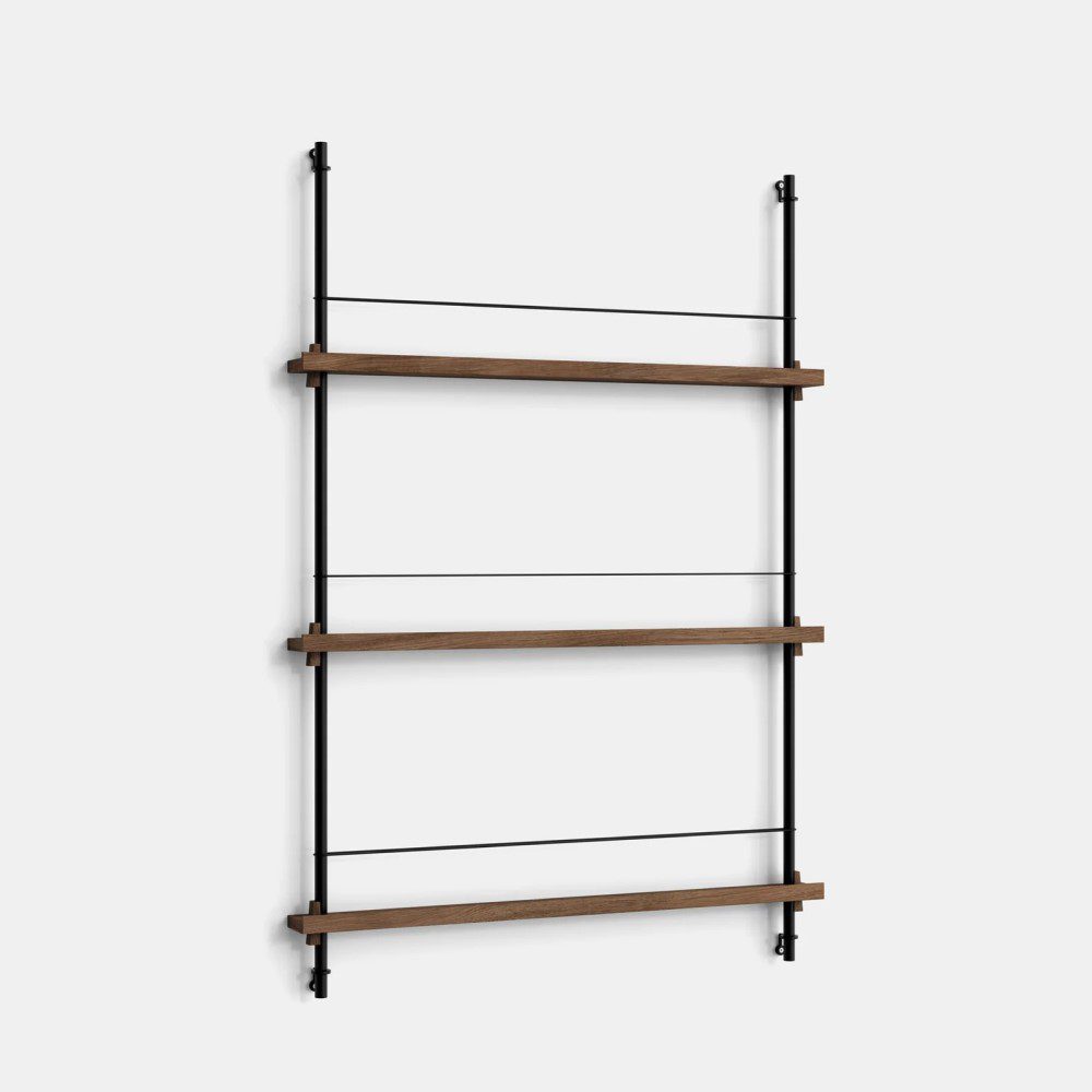 Moebe Magazine Shelf - Modern Smoked Oak & Black Wall Storage for Books & Decor | Perfect for Living Room, Bedroom, or Office Organization