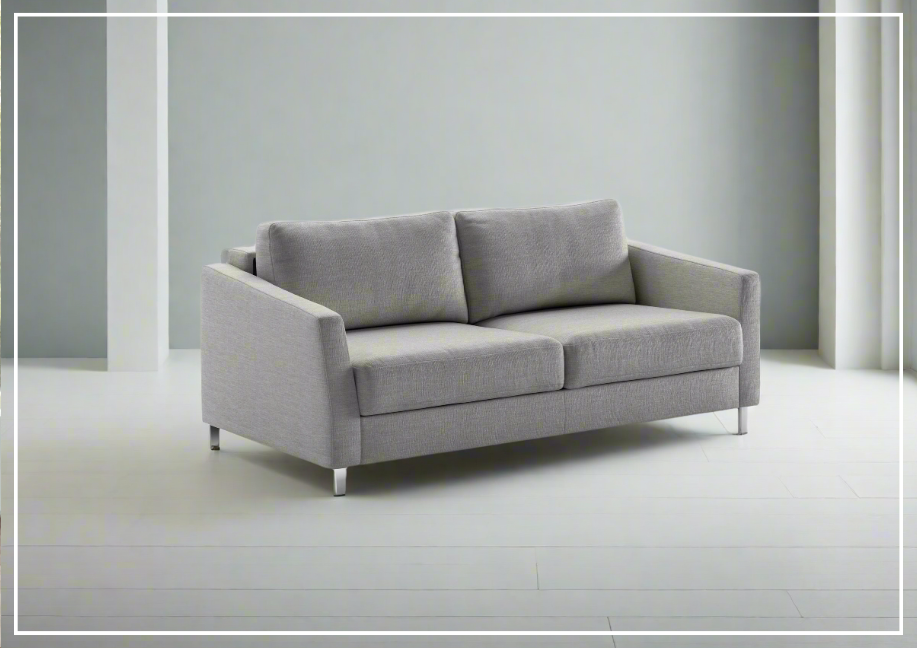 Luonto Monika Fabric Queen Sleeper Sofa with Wood or Chrome Legs - Convertible Sofa Bed for Small Spaces, Guest Rooms & Apartments