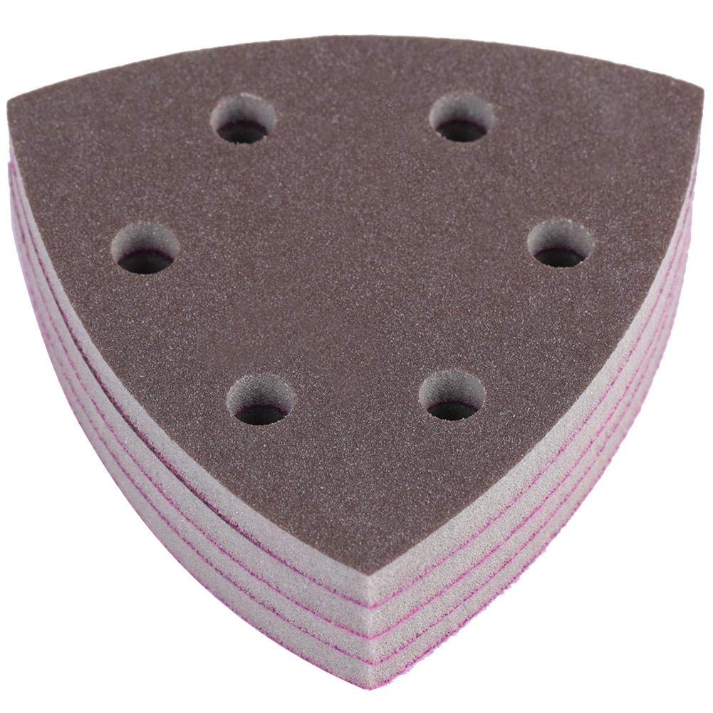 Thincol 4Pcs Triangle Sponge Sandpaper 300-400 Grit, 5mm Thick with 6 Holes - Power Tool Accessory for Polishing Phone Cases, Paint Surfaces & DIY Projects - Perfect for Auto Body Repair, Woodworking & Craft Sanding