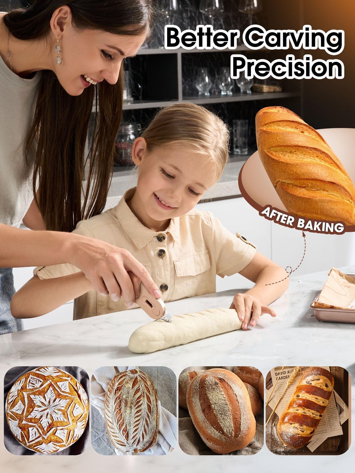 Professional Sourdough Bread Lame - Extendable Magnetic Dough Scoring Tool with 5 Razor Blades & Patterns Booklet - Perfect for Artisan Sourdough Baking, Homemade Bread Scoring, and Bakery Use