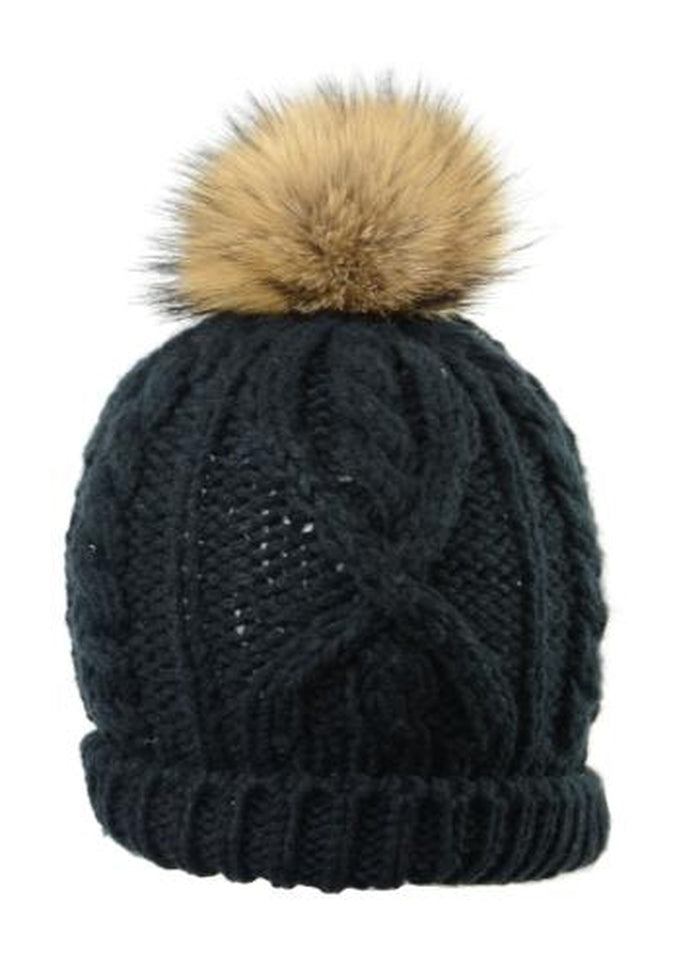 Handknit Cable Knit Beanie Hat for Men & Women - Warm Winter Skull Cap in Charcoal Grey - Perfect for Skiing, Snowboarding & Outdoor Activities