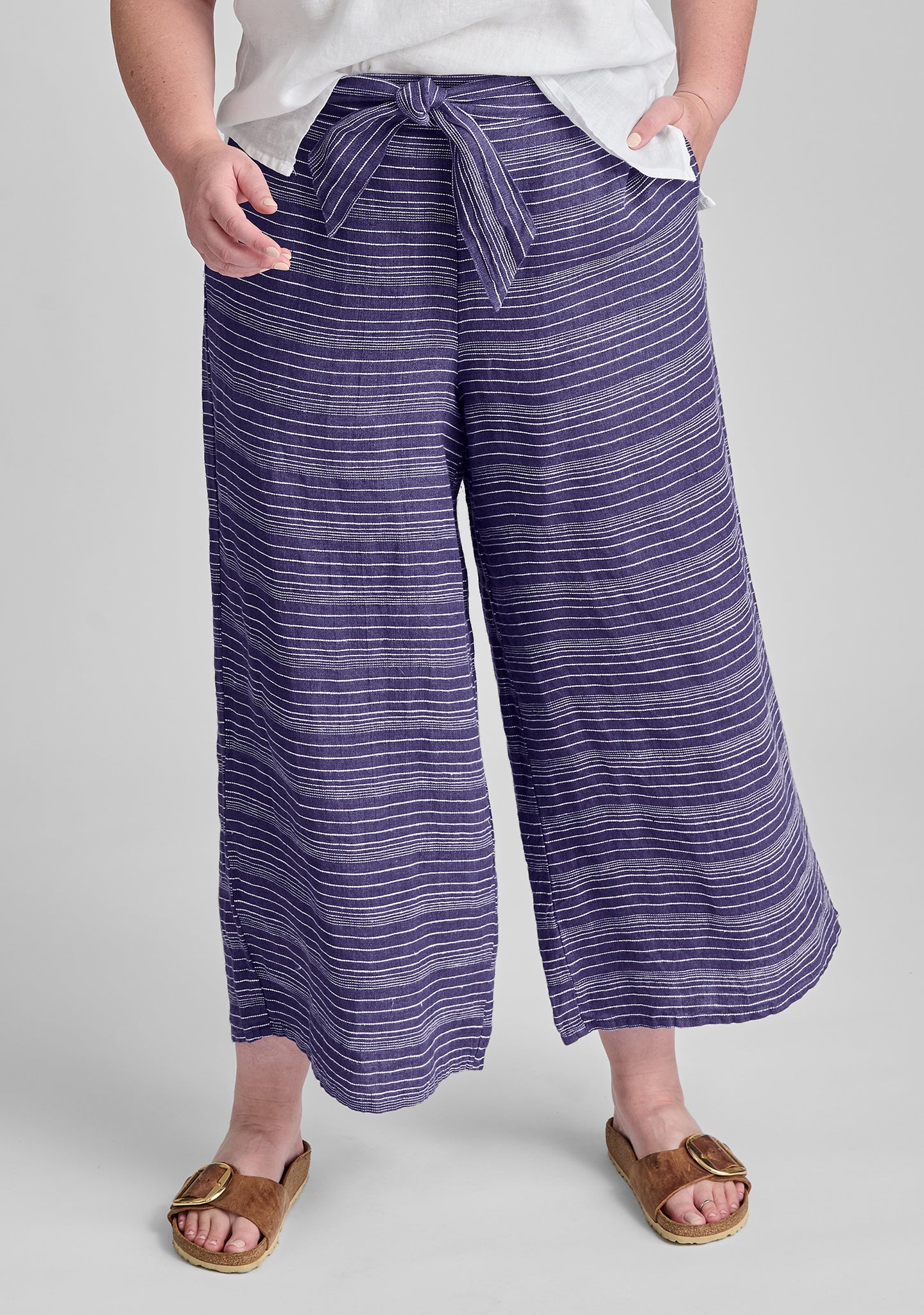 Obi Pant Linen Tie Pants for Women - Comfortable High Waisted Loose Fit Trousers for Summer, Beach, Yoga and Casual Wear