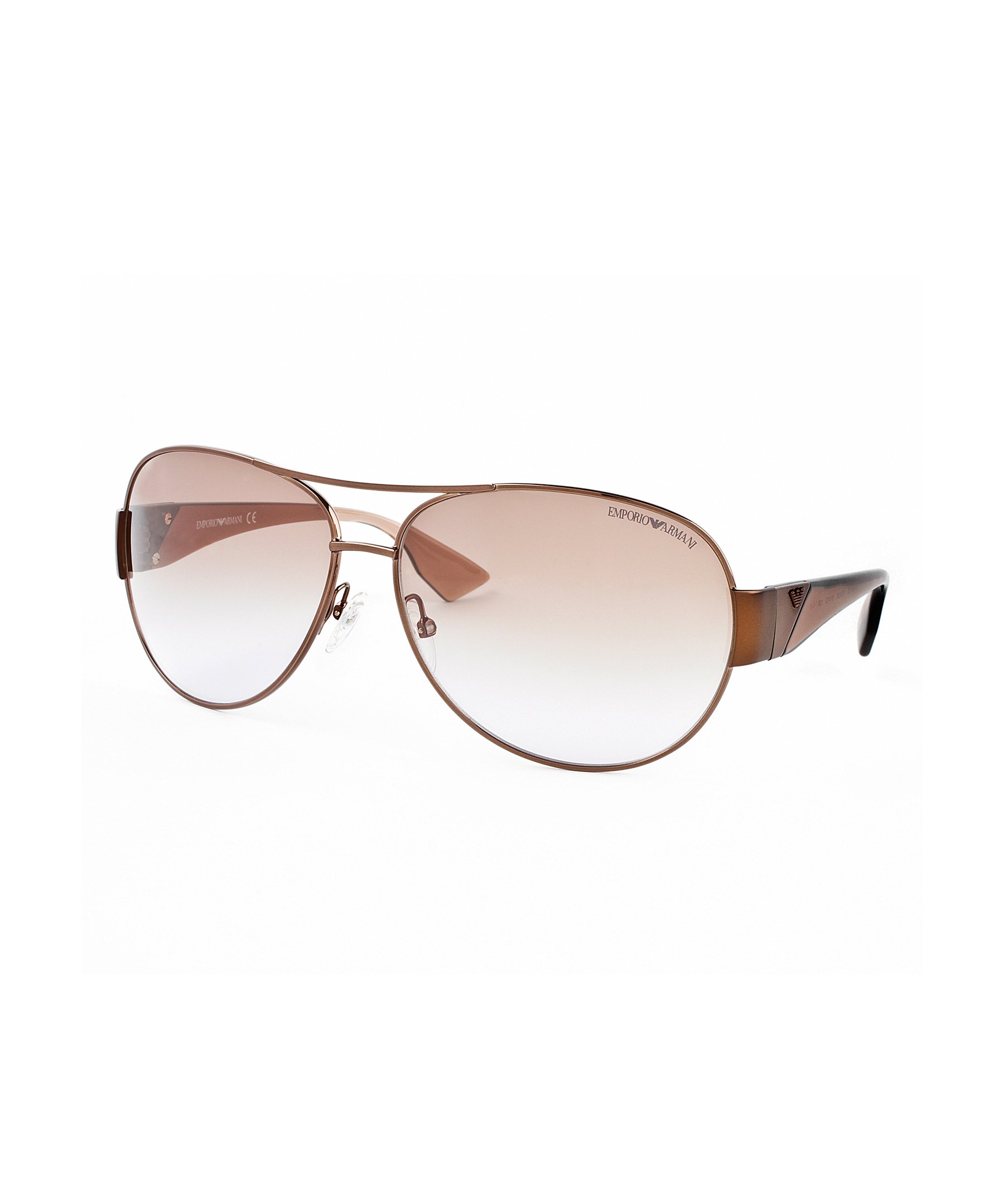 Emporio Armani 9691/S Women's Aviator Sunglasses - Shiny Brown/Brown Violet Frame, Size 61/13-125, UV Protection, Polarized Lenses for Outdoor Activities, Driving, Beach & Fashion Accessories