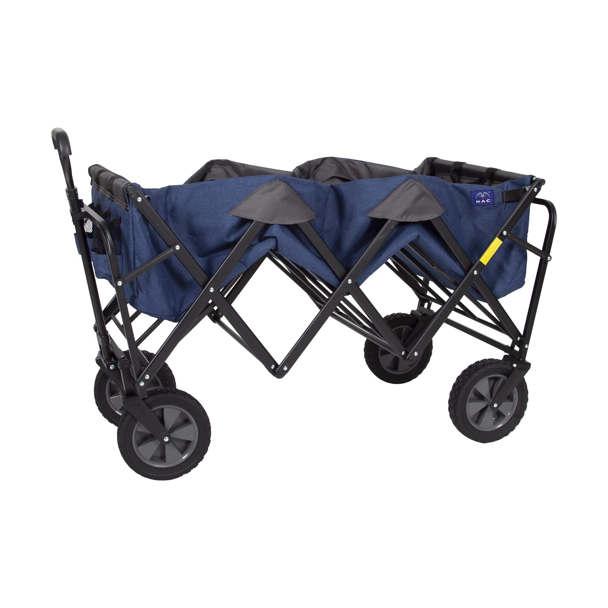 **MacSports Foldable Beach Cart & Utility Wagon - Heavy Duty Collapsible Grocery Cart with Wheels for Beach, Camping, Picnics & Outdoor Adventures (Navy Blue)**