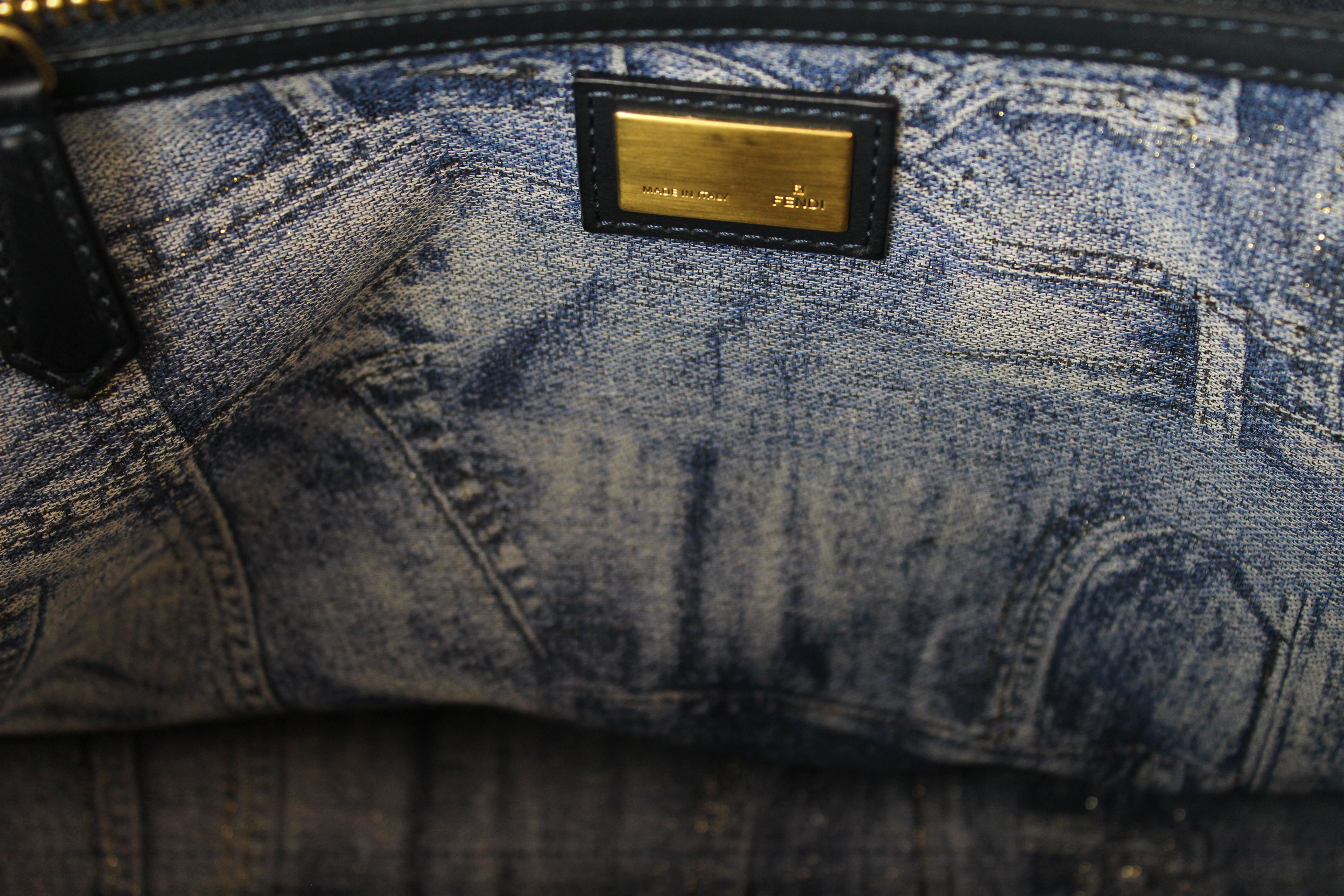 Fendi Peekaboo Blue Leather Handbag with Denim Lining - Perfect for Work, Travel & Everyday Luxury Fashion Accessory