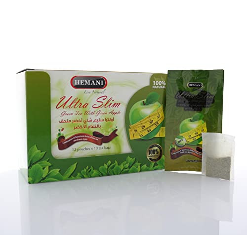 HEMANI Ultra Slim Green Apple Herbal Tea - 30 Tea Bags for Weight Loss & Detox | Perfect for Morning Boost or Afternoon Relaxation