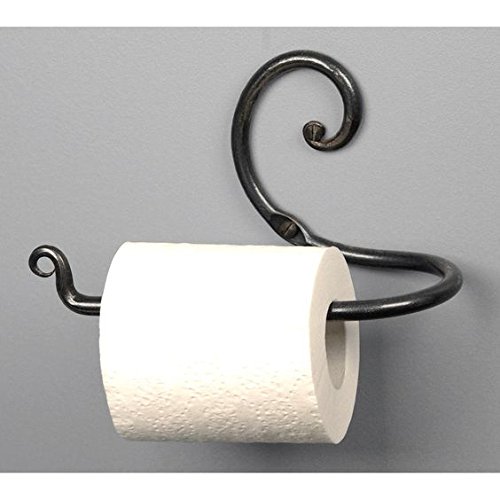 GoCraft Handmade Wrought Iron Toilet Paper Holder - Wall Mounted Bathroom Tissue Dispenser for Home, Office & RV Use