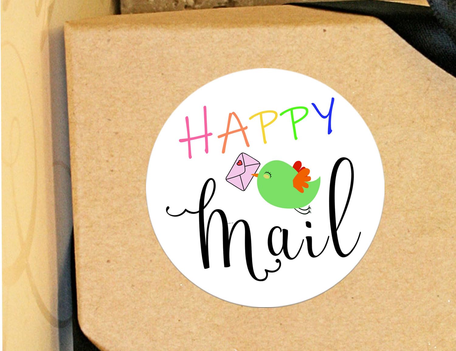 120pcs Happy Mail Stickers - Cute Heart-Shaped Package Labels for Envelopes (1.6 Inch) | Perfect for DIY Scrapbooking, Gift Wrapping & Letter Sealing | Adhesive Decorative Stickers for Mail Art & Craft Projects
