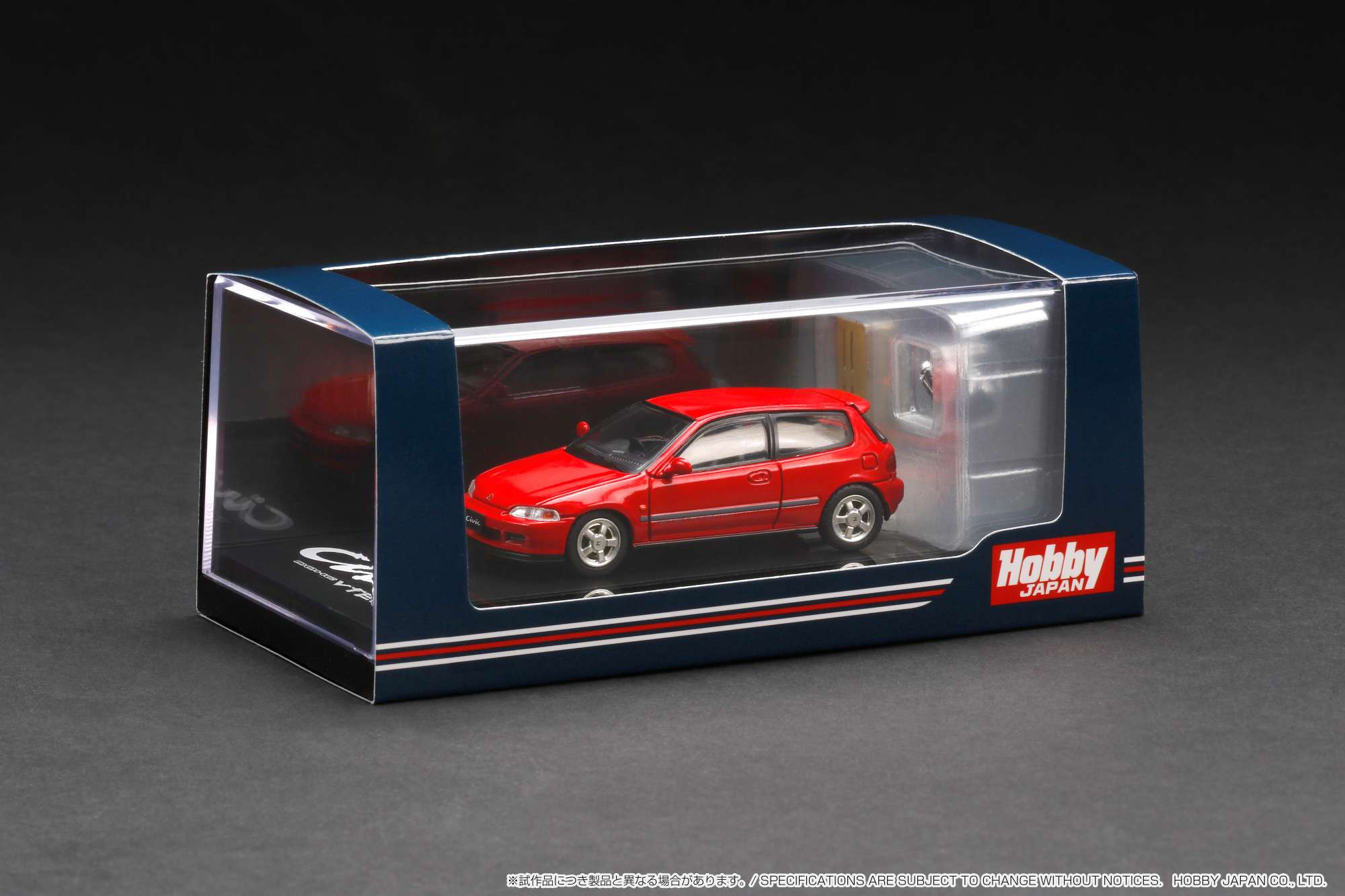 1:64 Scale Honda Civic EG6 SiR S Diecast Model Car with Detailed Engine Display - Milano Red - Collectible Toy for Car Enthusiasts & Hobbyists - Perfect for Display, Gifts, and Model Car Collections