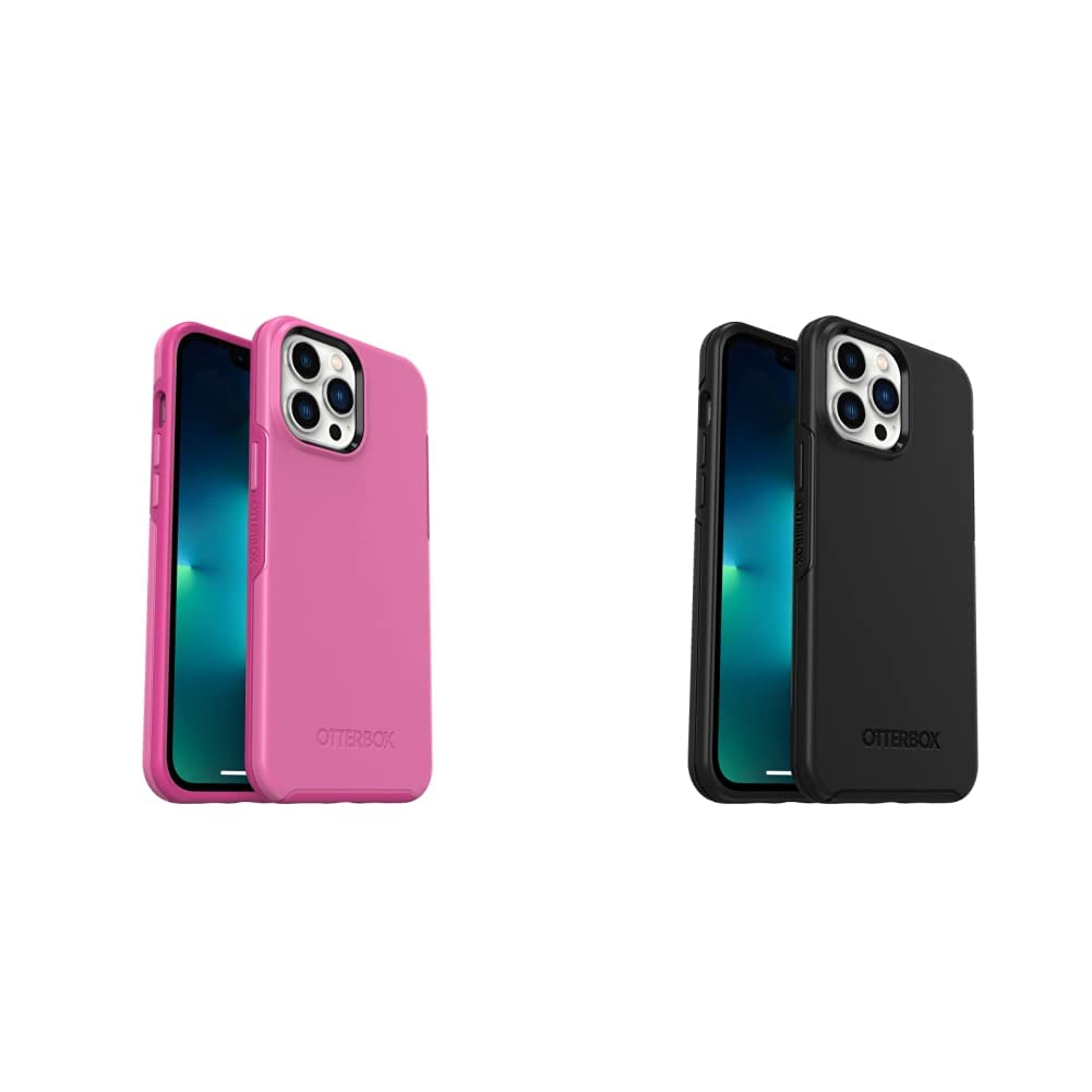 OtterBox Symmetry Series+ Antimicrobial MagSafe Case for iPhone 12/13 Pro Max - Strawberry Pink & Black | Premium Protection with Anti-Microbial Coating | Perfect for Daily Use, Travel & Outdoor Activities