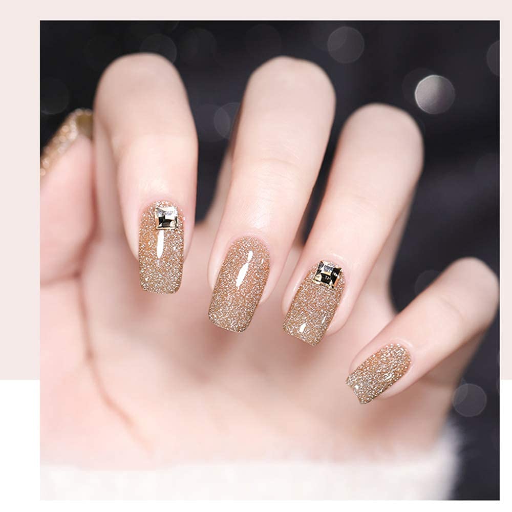 VERONNI Glitter Reflective Nail Gel Polish - Diamond Sparkly Shiny UV LED Gel for Nail Art, Gold Glitter Soak Off Manicure (05) | Perfect for Parties, Weddings & Special Occasions