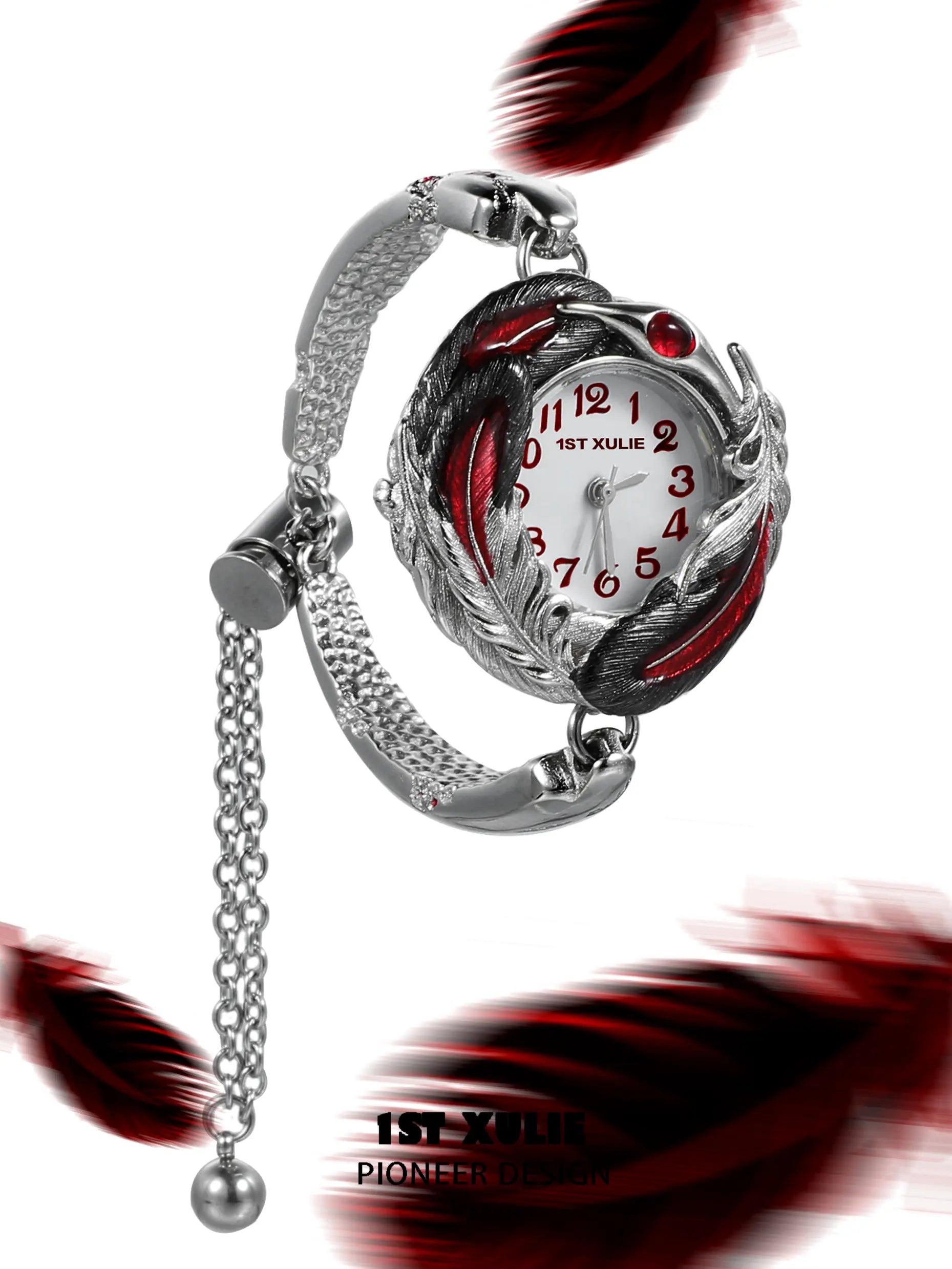 18K Platinum Feather Quartz Watch for Women - Elegant Luxury Timepiece with Crane Design - Perfect for Gifts, Weddings & Special Occasions