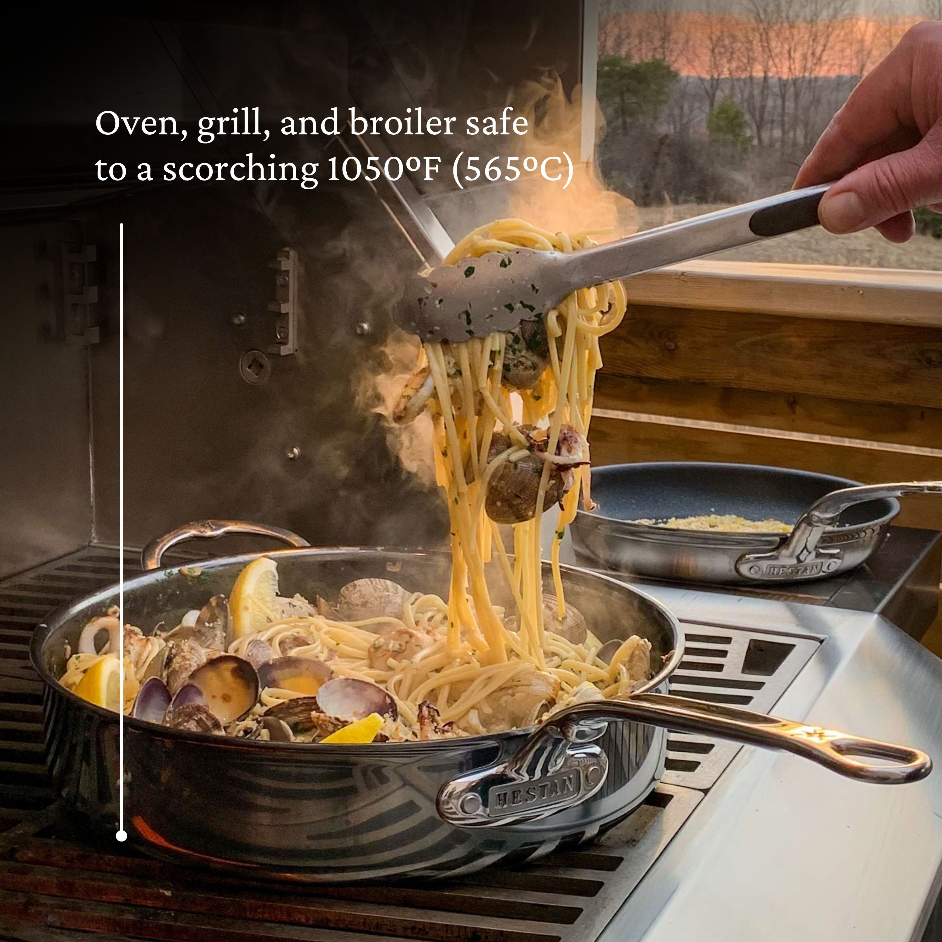 Hestan Nanobond Nonstick Covered Saute Pan with Helper Handle - Perfect for Searing, Frying & Cooking Everyday Meals in the Kitchen