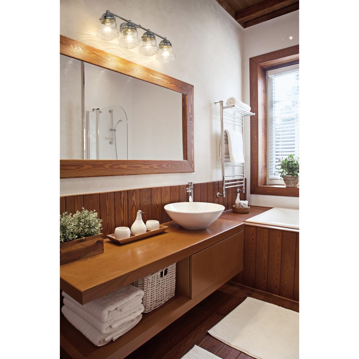 Z-Lite 4-Light Bathroom Vanity Light Fixture 736-4V-BN - Modern Lighting for Bathroom, Powder Room & Dressing Area
