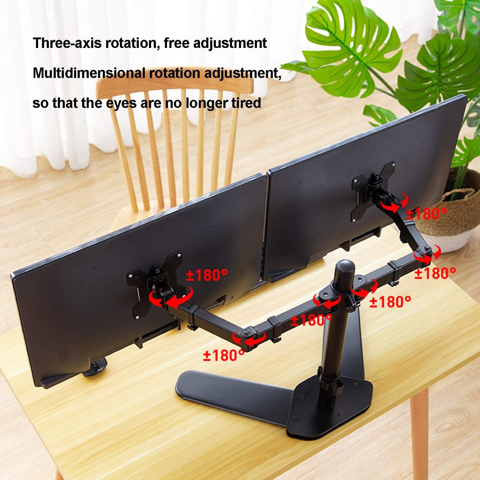 Dual Monitor Stand for 10-27 Inch Screens - Adjustable Height, Rotating & Tilting VESA 100x100mm Mount - Perfect for Home Office, Gaming Setup & Workstation Ergonomics