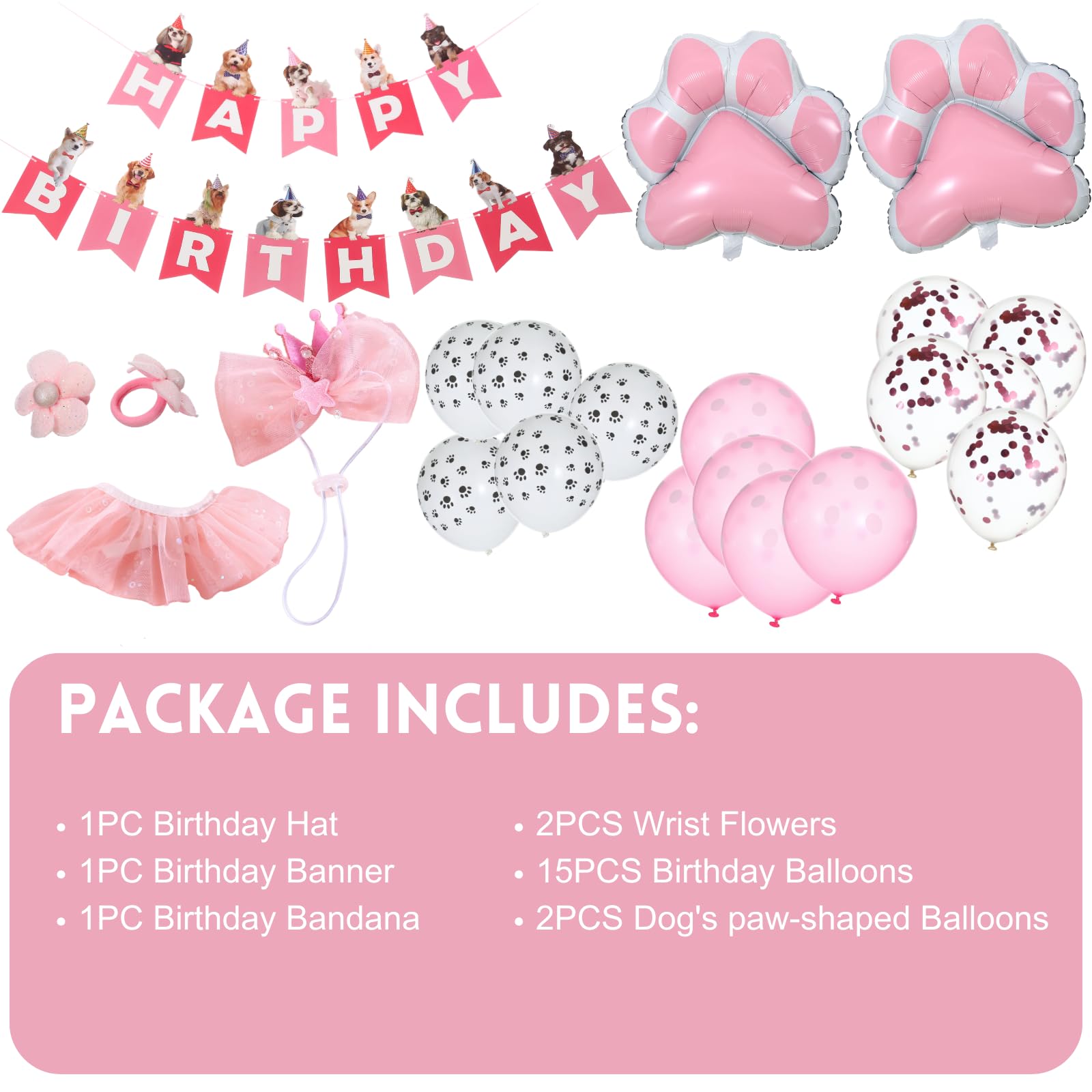 **Dog Birthday Party Decorations Set - Cute Pet Bandana, Crown Hat & Scarf for Puppy Birthday Celebrations - Perfect for Dog Themed Parties, Photo Shoots & Special Occasions**