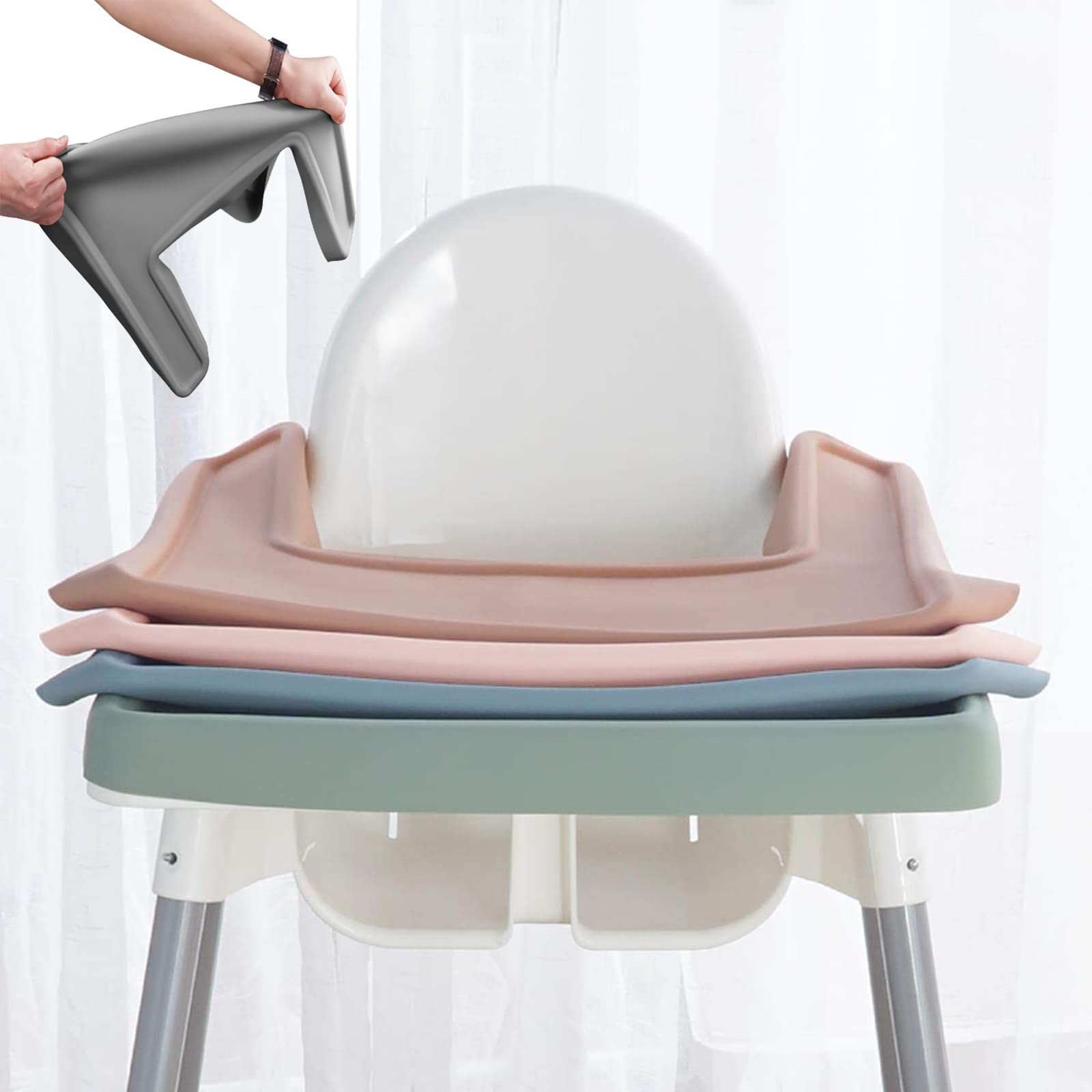 Non-Slip Silicone High Chair Placemat for IKEA Antilop - Durable, Hygienic Baby Feeding Tray Cover for Toddlers - Easy to Clean, BPA-Free - Perfect for Mealtime, Snacks & Finger Foods (Pink)