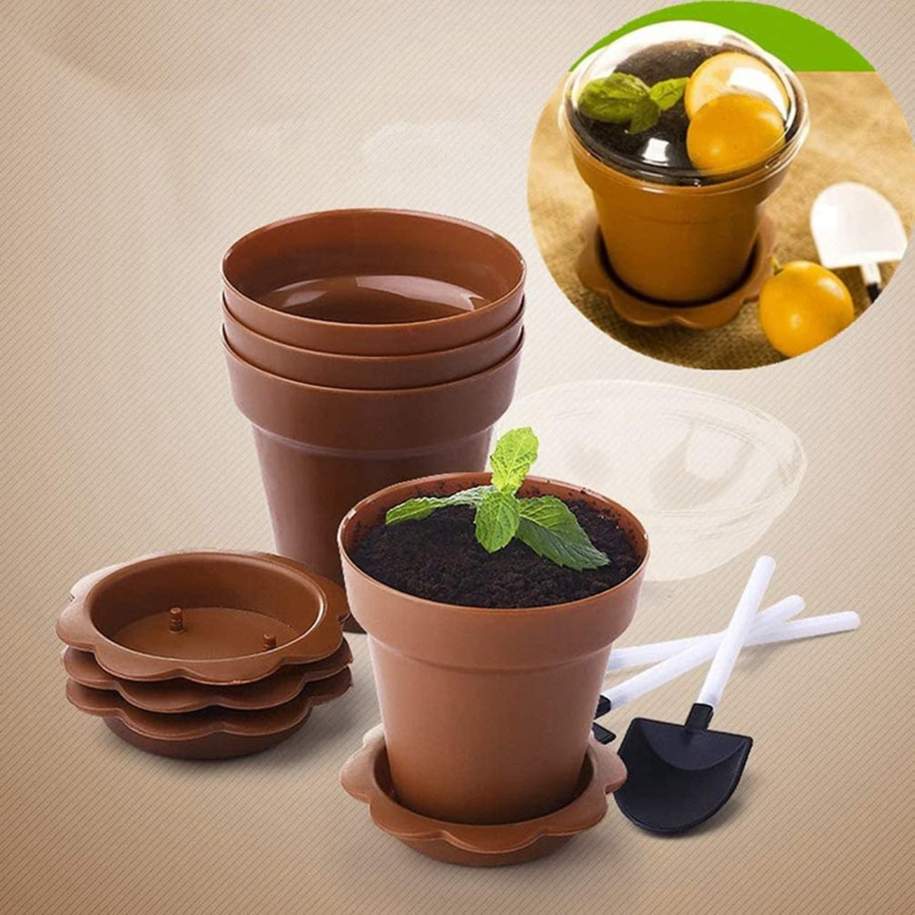 50 Packs 180ml Ice Cream Dessert Cups with Lids and Spoons - Reusable Flower Pot Mousse Cake Salad Bowls for Jelly Pudding Yogurt Snacks - Perfect for Party Wedding Catering Baking and Home Kitchen Use