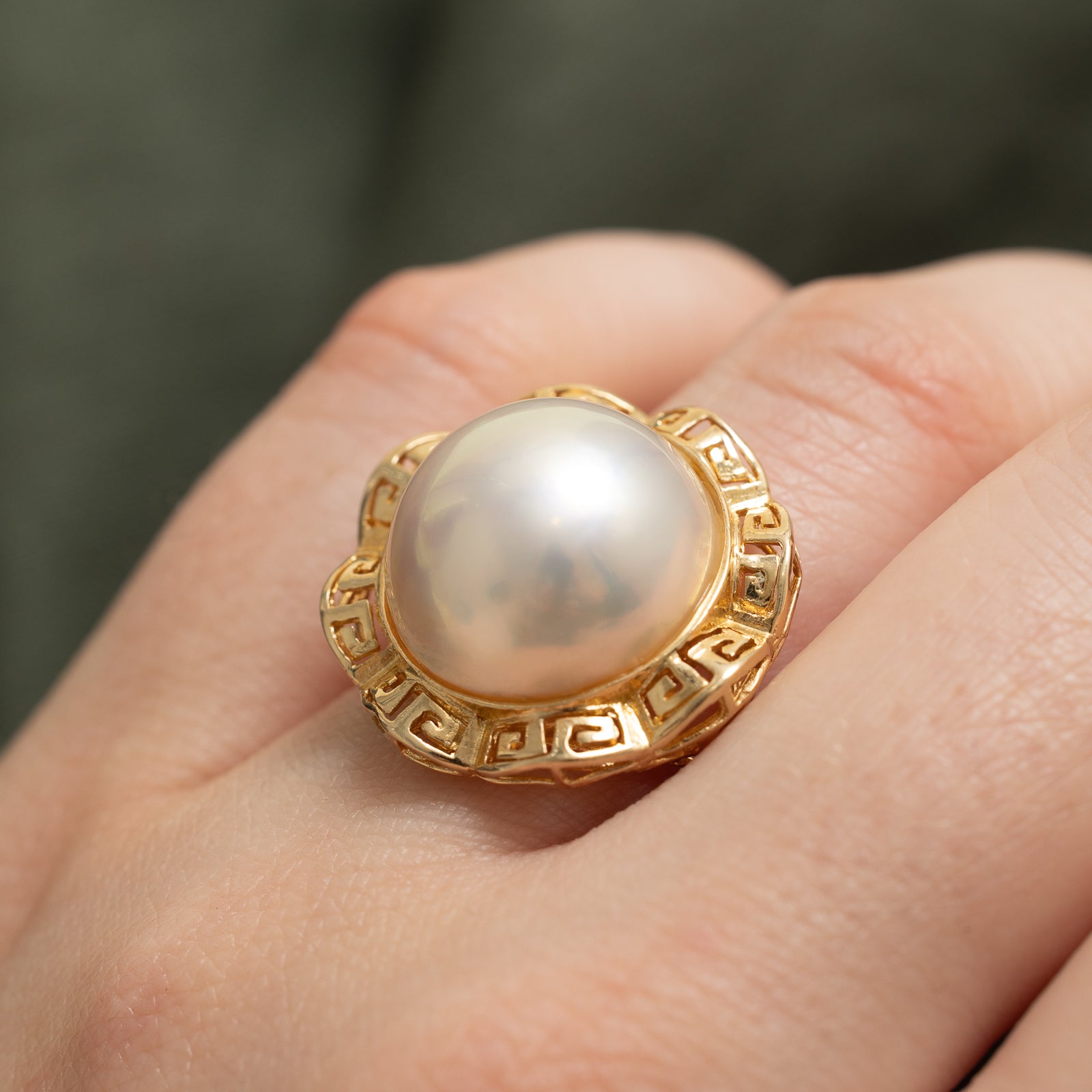 Elegant Solitaire Pearl Cocktail Ring - Size 7.25 | Perfect for Evening Parties, Weddings & Special Occasions