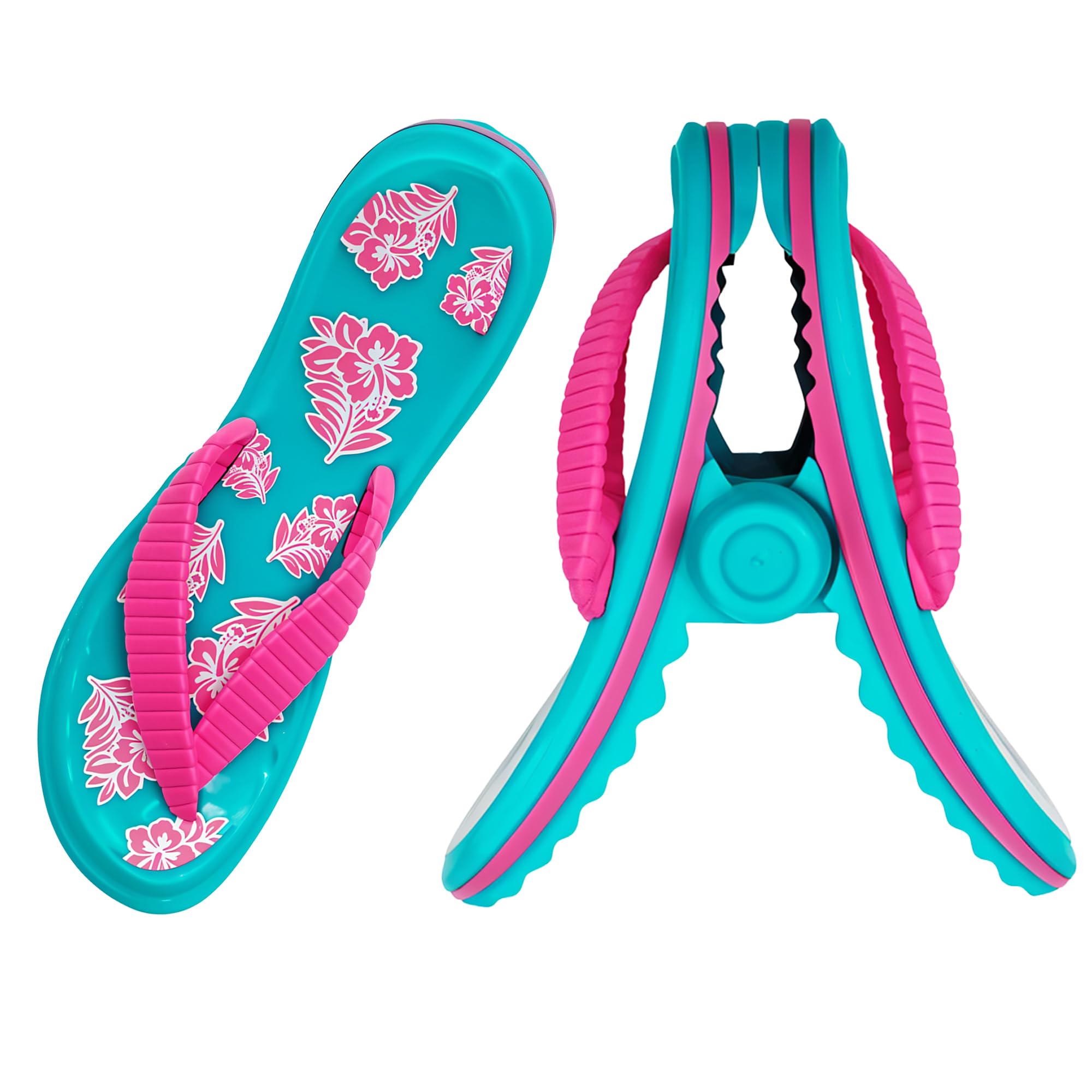 PERFORMORE Flip Flop Beach Towel Clips (Pink Strap) - 2 Pack Portable Towel Holder for Beach, Pool, Boat & Cruise - Secure Towel Clips for Lounge Chairs, Deck & Patio Accessories - Perfect for Sunbathing, Swimming & Outdoor Relaxation