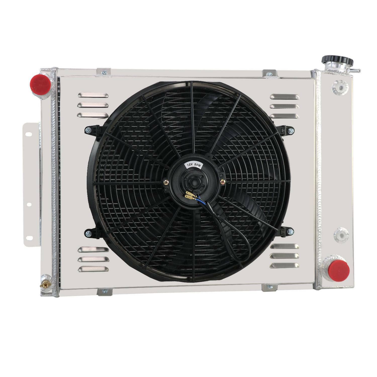 High-Performance 3-Row Aluminum Radiator for 1967-1969 Chevy Camaro & Pontiac Firebird - Small Block Engines Only - Includes Cooling Fan Shroud & Relay Kit - Perfect for Classic Car Restoration & Hot Rod Upgrades