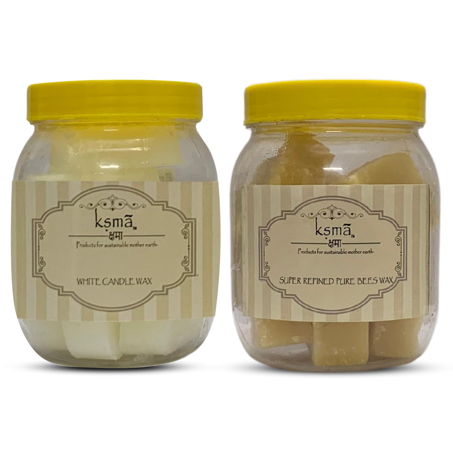 Ksma Pack of 2 Natural Organic Super Refined Candle Wax - 200g White & 200g Triple Filtered for DIY Candles, Lip Balms, Lotions & Cosmetics (400g Total) - Perfect for Home Decor, Aromatherapy & Gift Making