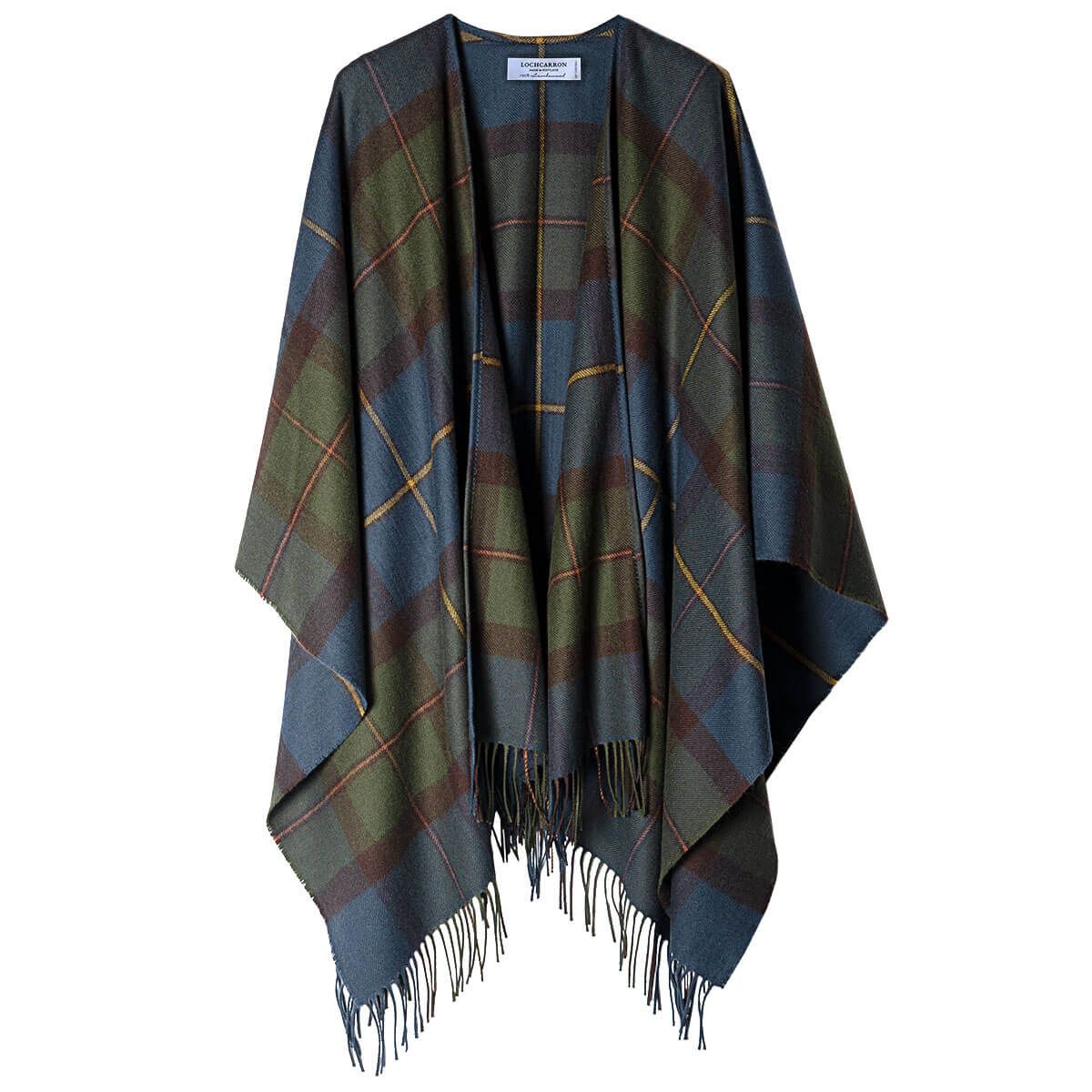 Alice MacLeod of Harris Antique Tartan Lambswool Serape Wrap - Vintage Scottish Wool Shawl for Women - Perfect for Fall Fashion, Cozy Evenings & Highland Outfits