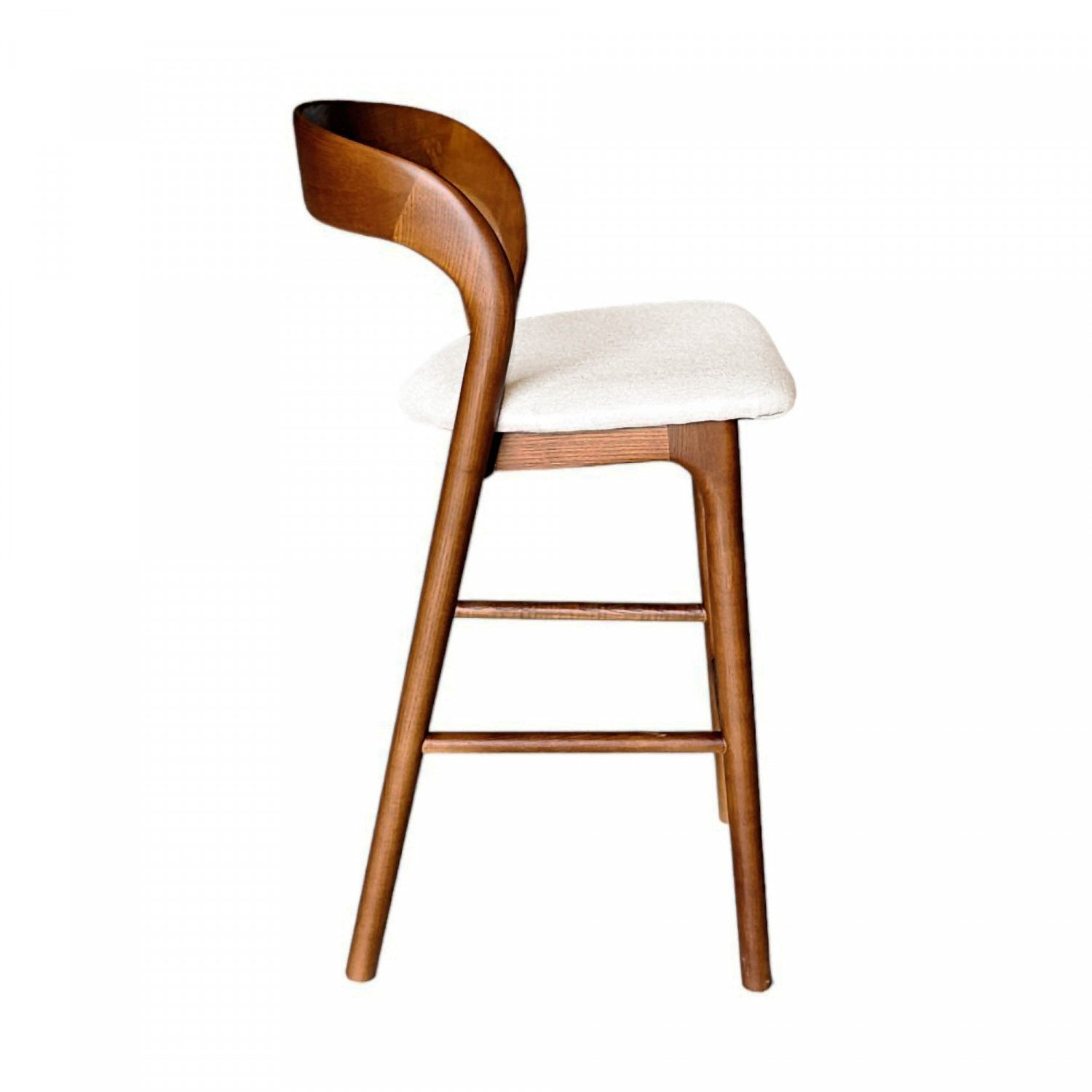 Brivonne Modern Counter Stool with Walnut Frame - Adjustable Height Bar Stool for Kitchen Island, Breakfast Nook & Home Decor