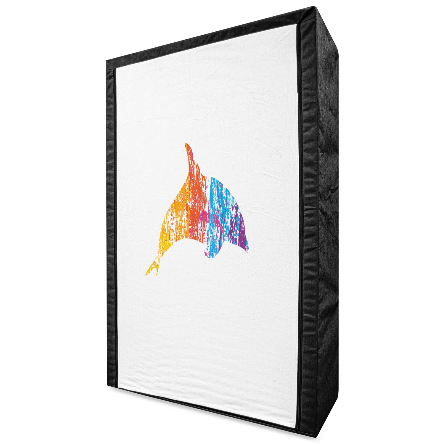 Ambesonne Dolphin Portable Fabric Wardrobe Closet with Shelves - 42.5 Inch Multicolor Ocean Theme Clothing Organizer & Storage | Perfect for Bedroom, Dorm, Kids Room, and Small Spaces