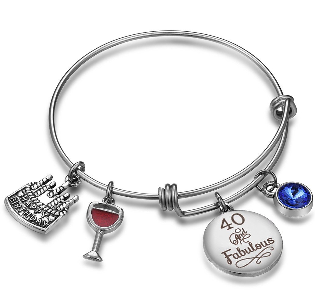 Adjustable Charm Bracelet for Women - 40th Birthday Gift Idea, Turning 40 Jewelry, Fashionable Bangle for Anniversary & Milestone Celebrations | Perfect for Parties, Special Occasions & Everyday Wear