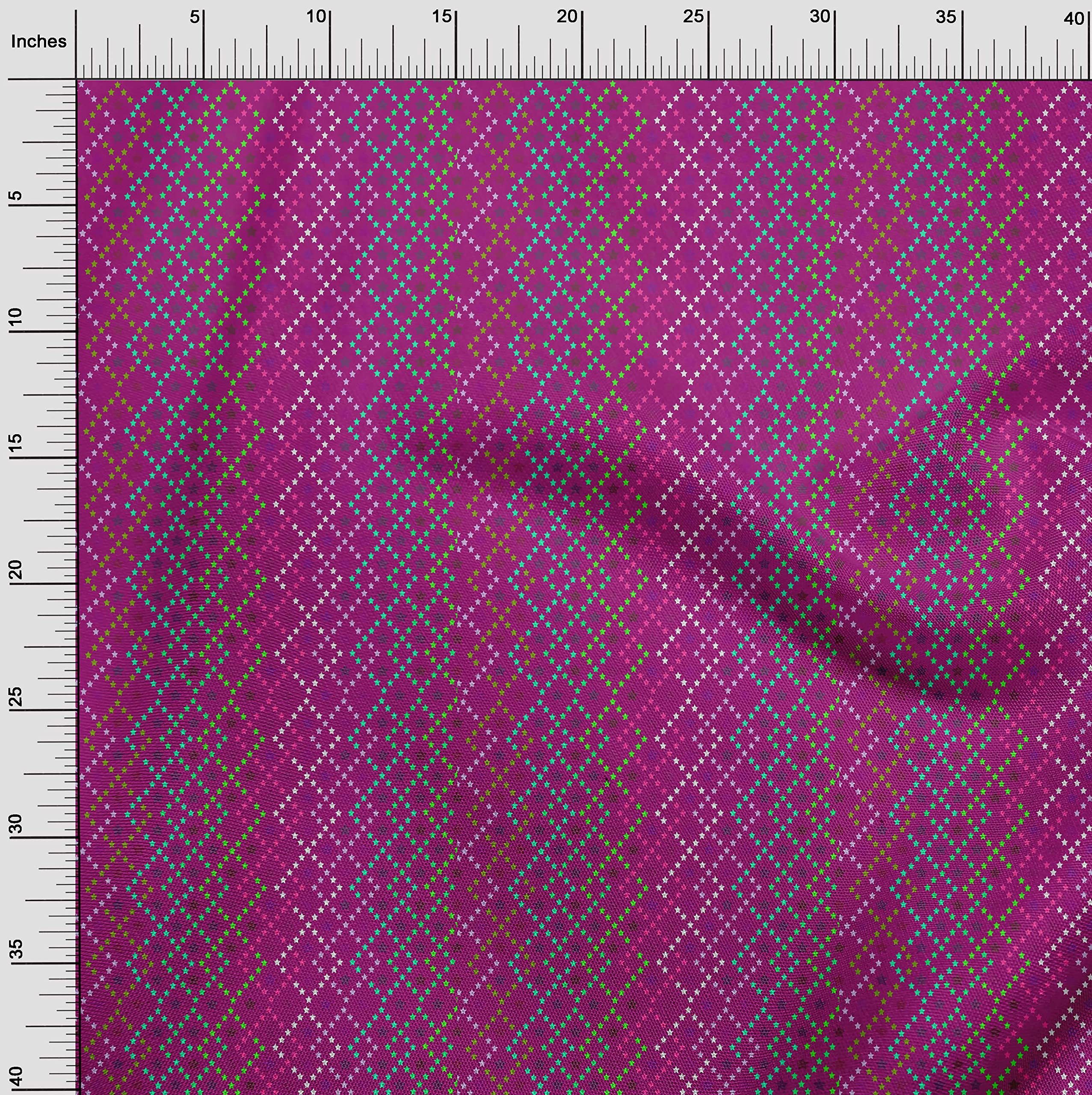 oneOone Viscose Chiffon Fuchsia Pink Dot Print Fabric by The Yard - 42 Inch Wide DIY Sewing Material for Dresses, Scarves & Home Decor Projects