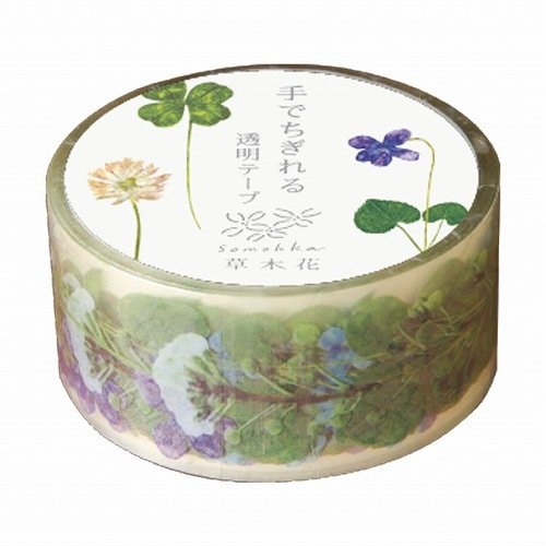RYU RYU Floral Design Clear Masking Tape for Scrapbooking, Gift Wrapping, and DIY Crafts - Decorative Adhesive for Home, Office, and School Projects